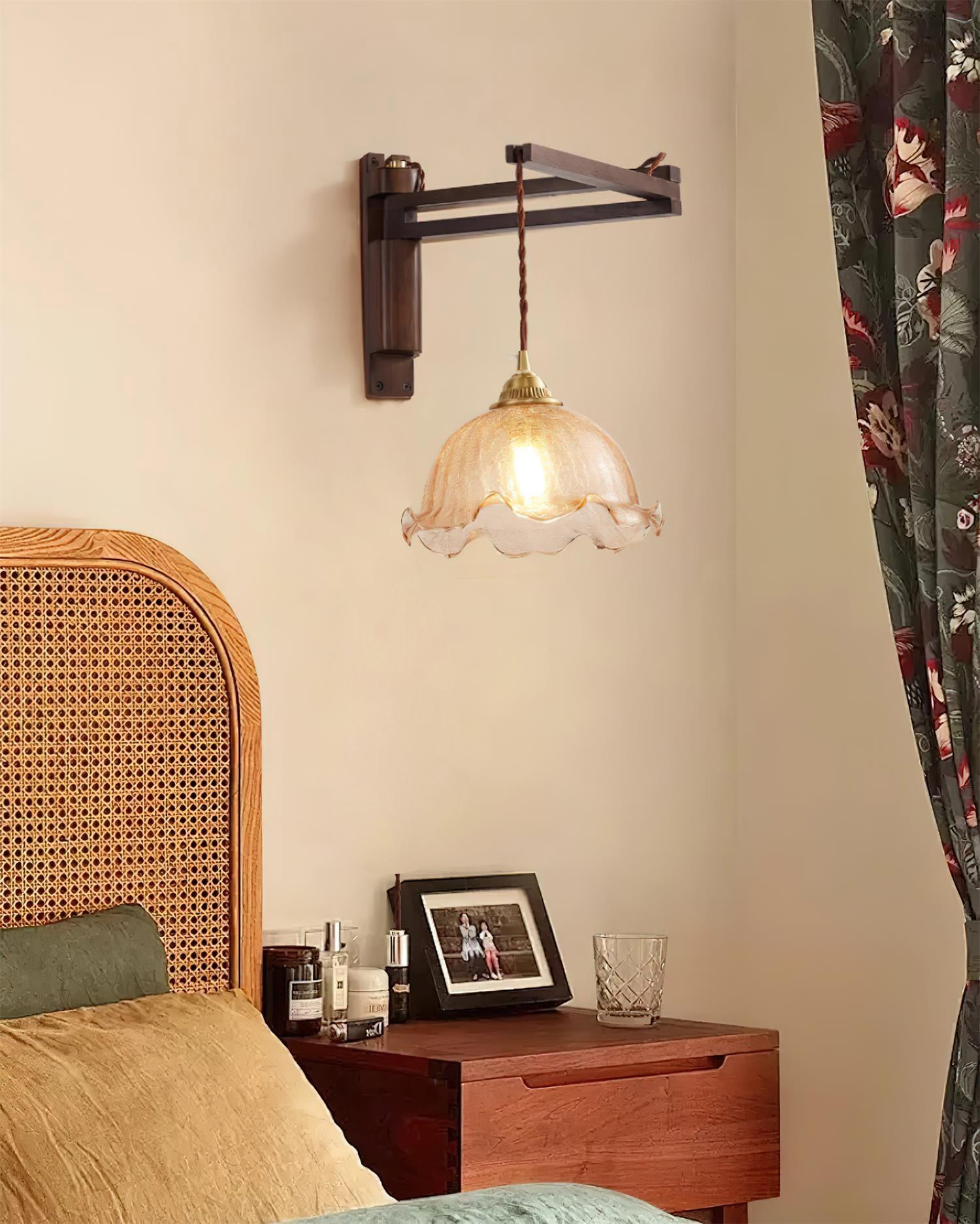Geyla Rustic Wooden Wall Lamp Plug /Hardwire