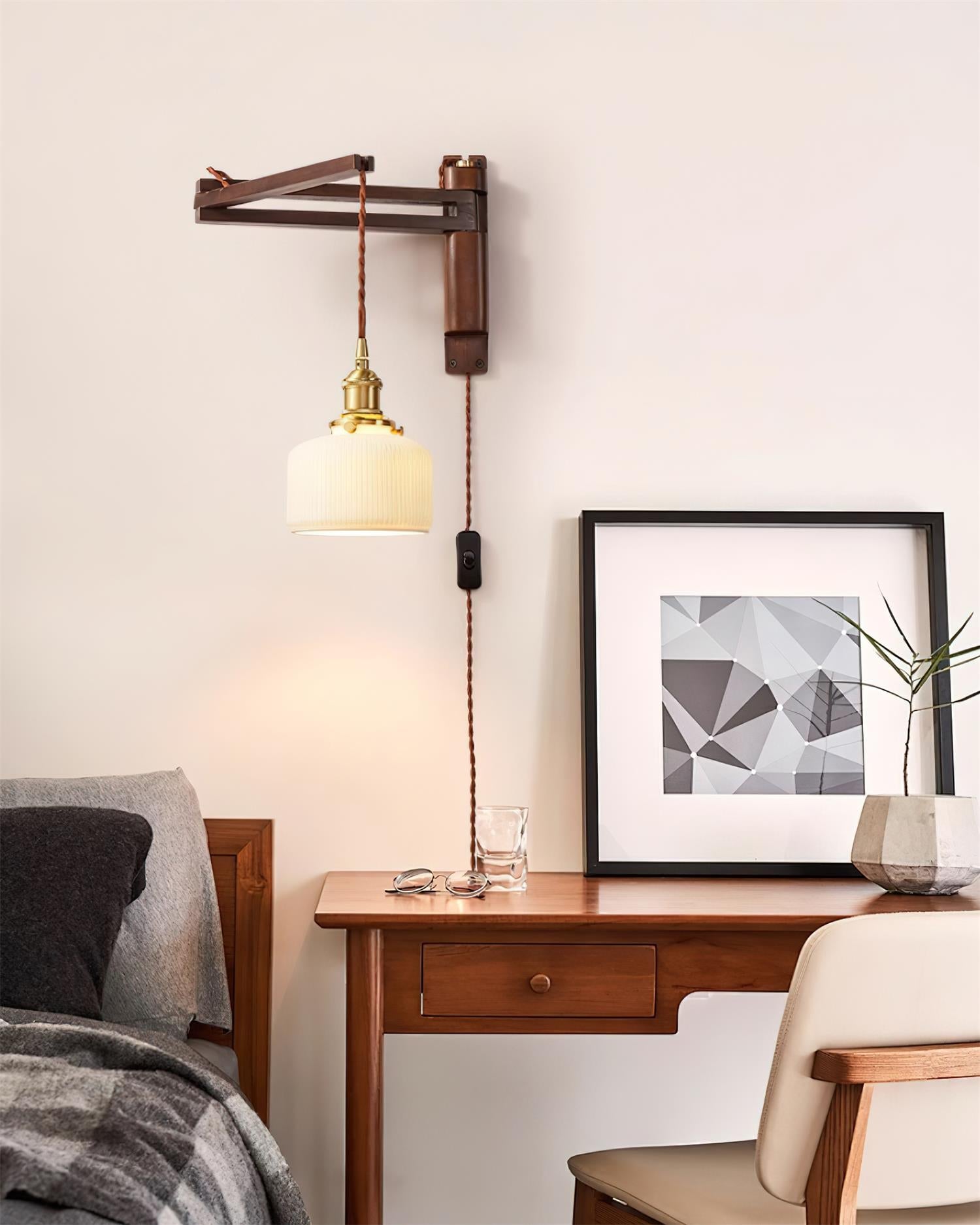 Geyla Rustic Wooden Wall Lamp Plug /Hardwire