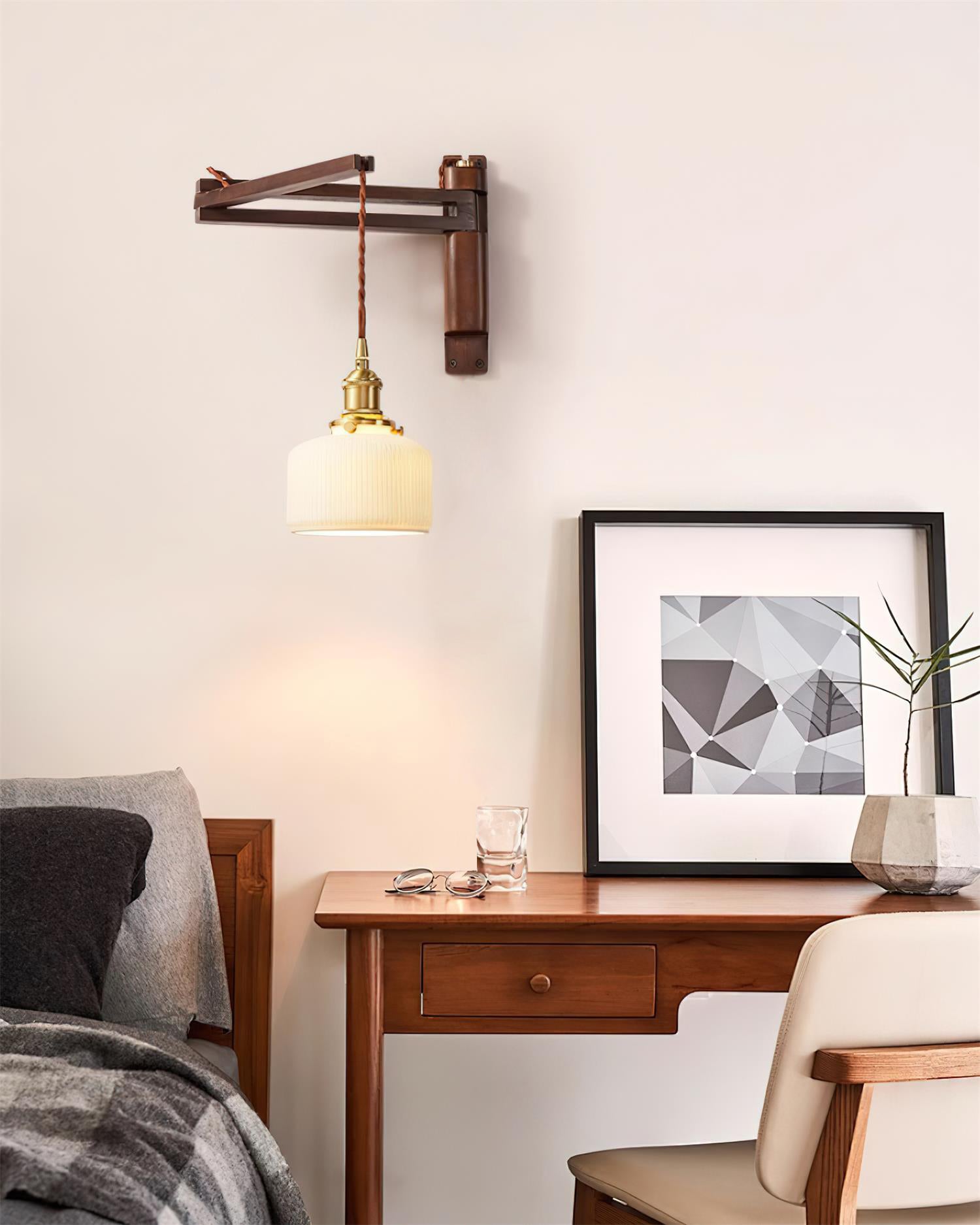 Geyla Rustic Wooden Wall Lamp Plug /Hardwire
