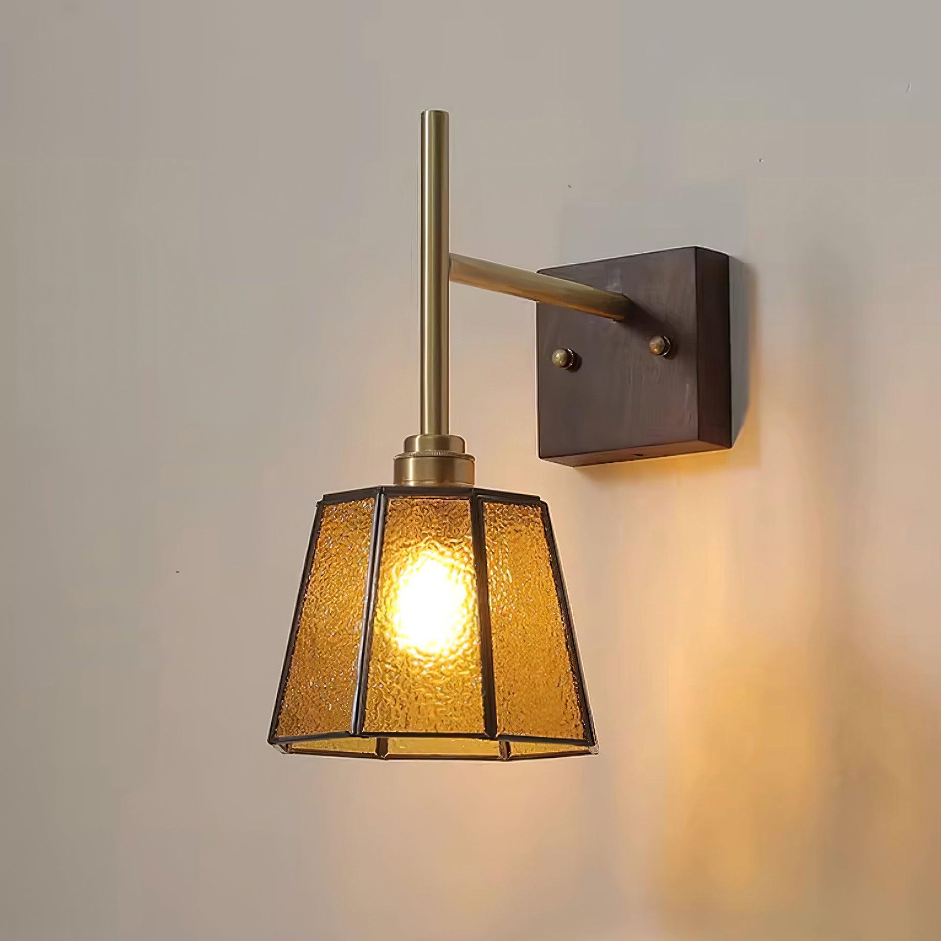 Vintage Wall Lamp Moir Amber Glass - Letslighting