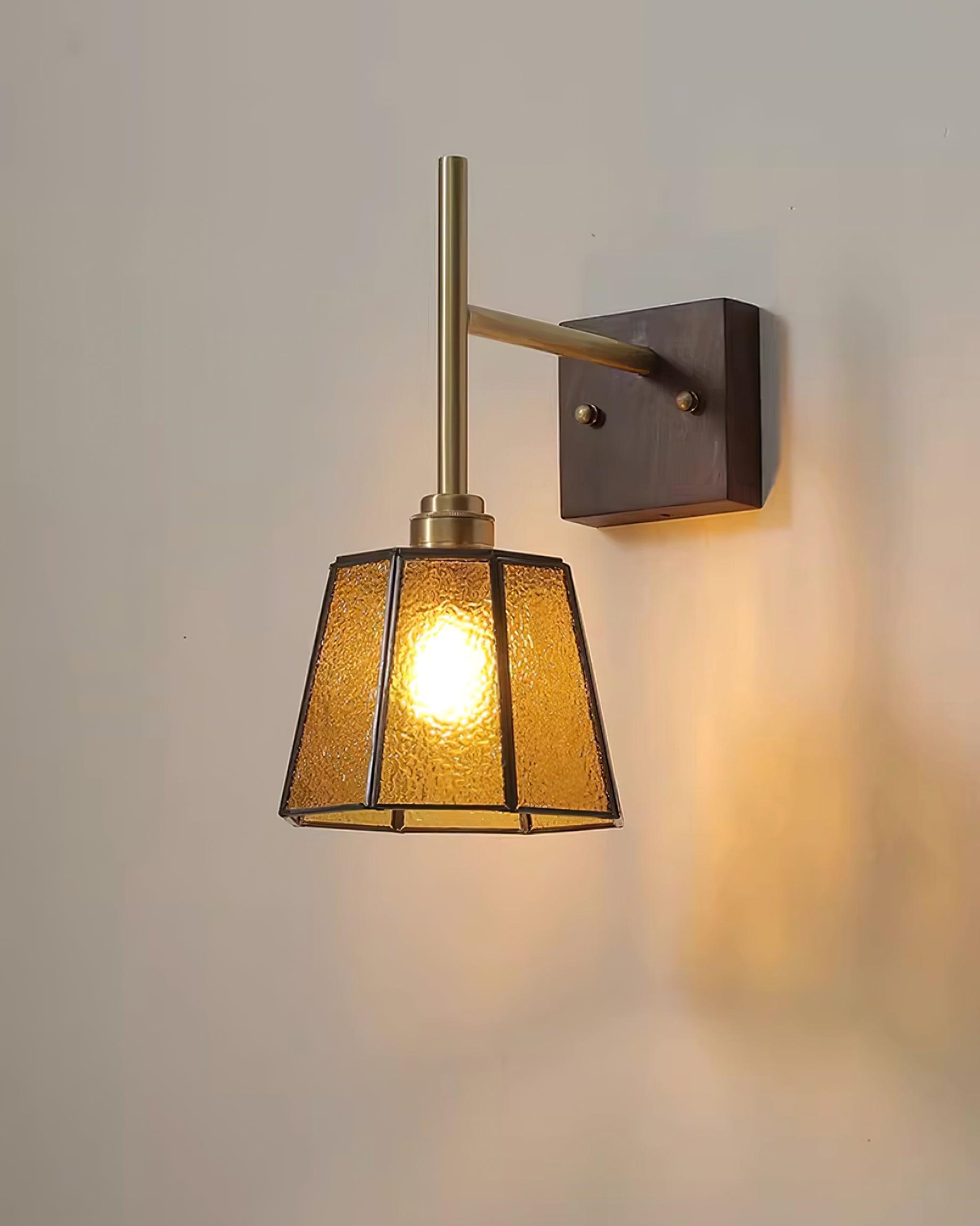 Vintage Wall Lamp Moir Amber Glass - Letslighting