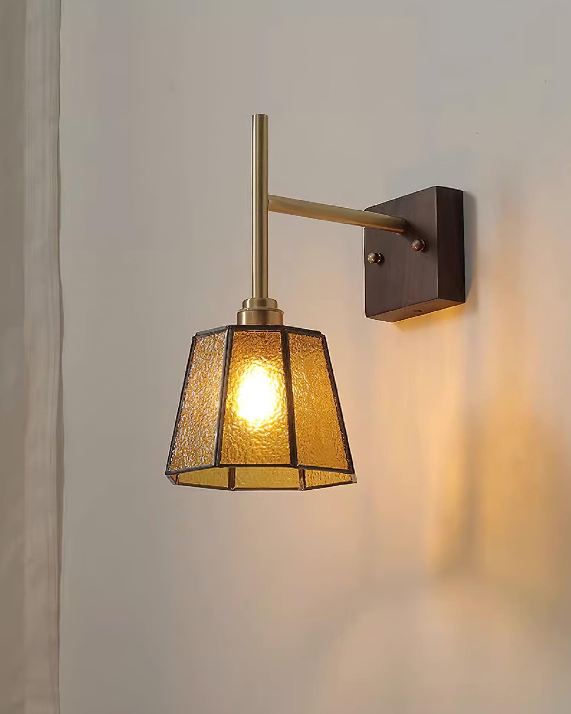 Vintage Wall Lamp Moir Amber Glass - Letslighting