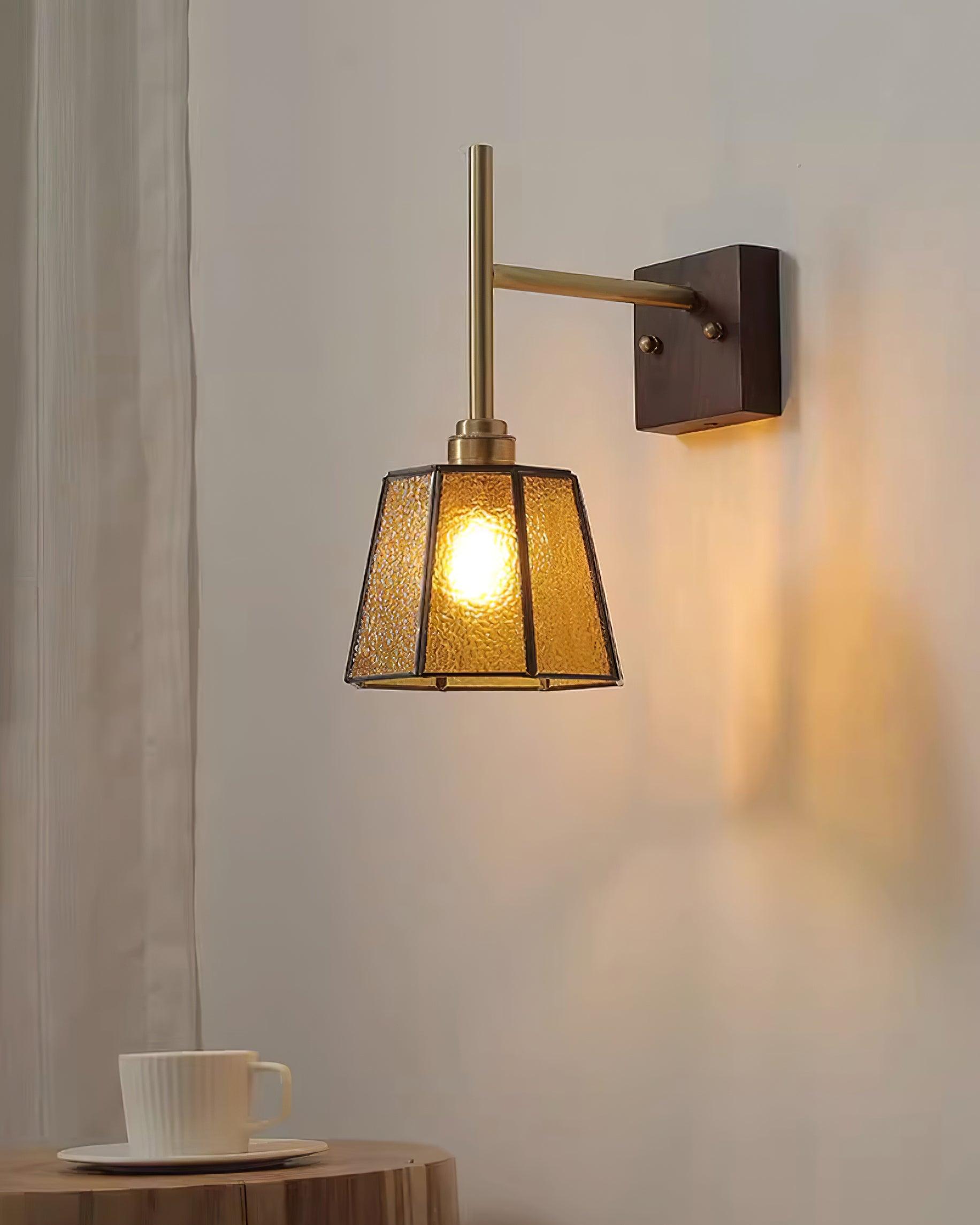 Vintage Wall Lamp Moir Amber Glass - Letslighting