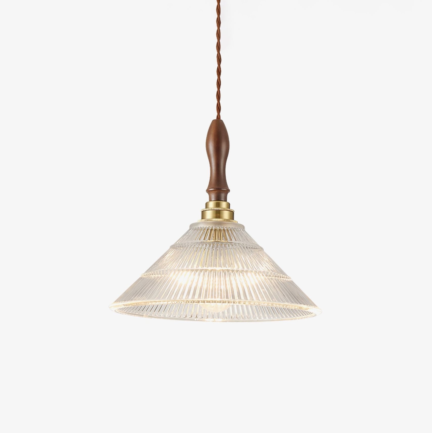 Arcara Vintage Ripple Glass Wood Pendant Lamp - Letslighting