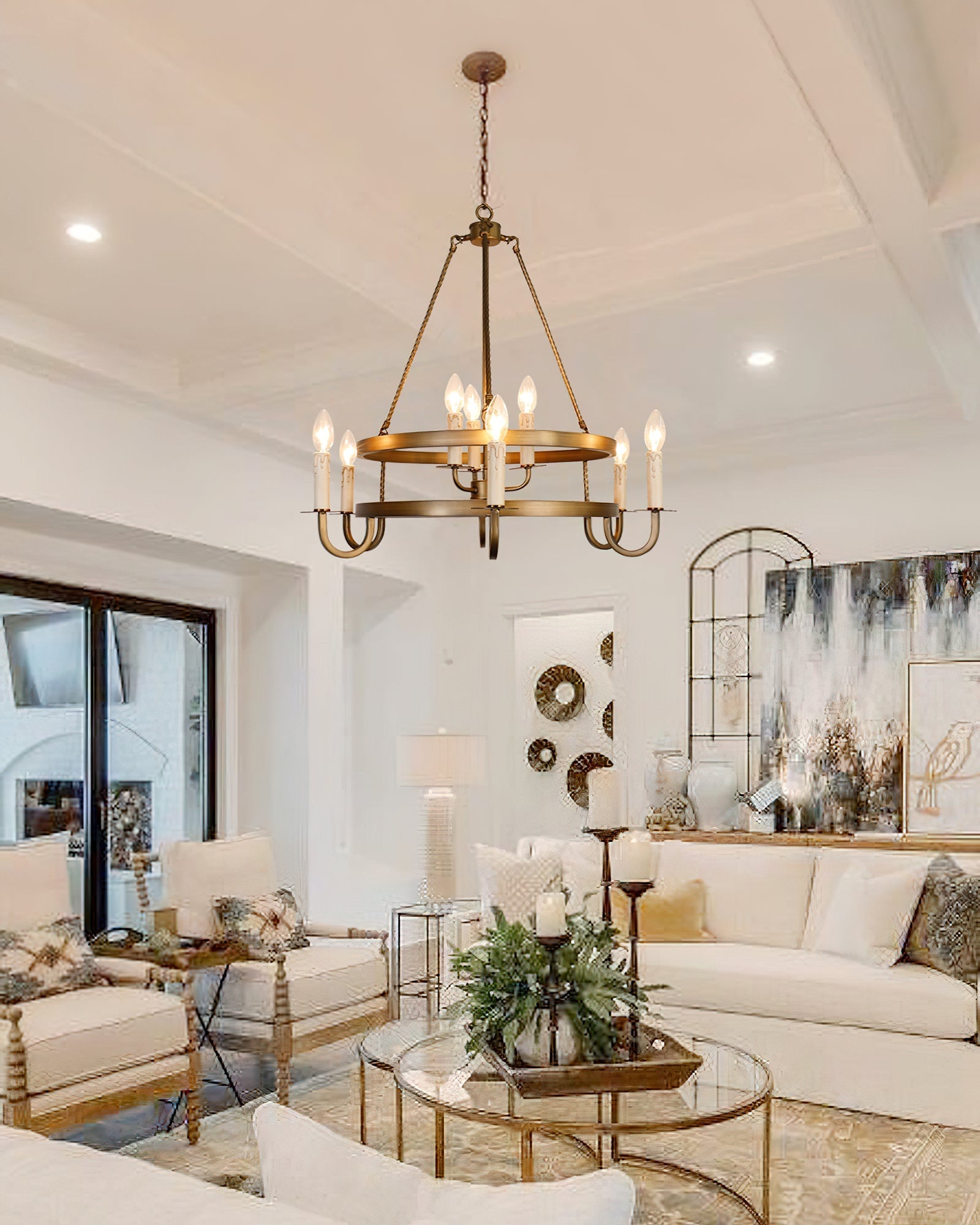 Vintara Brass Candle Chandelier - Letslighting