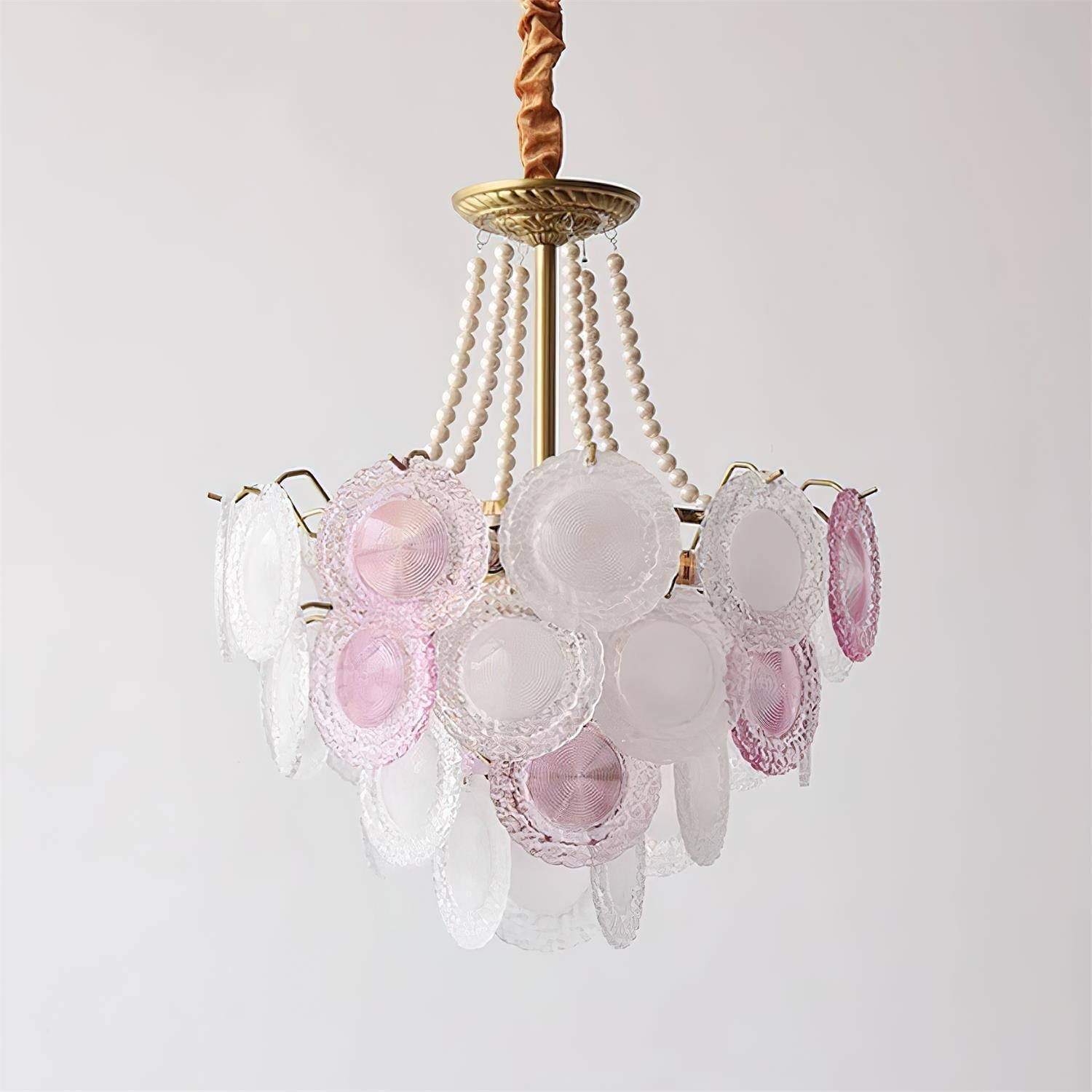 Violaire Chandelier with Blush Pink & Clear Discs - Letslighting