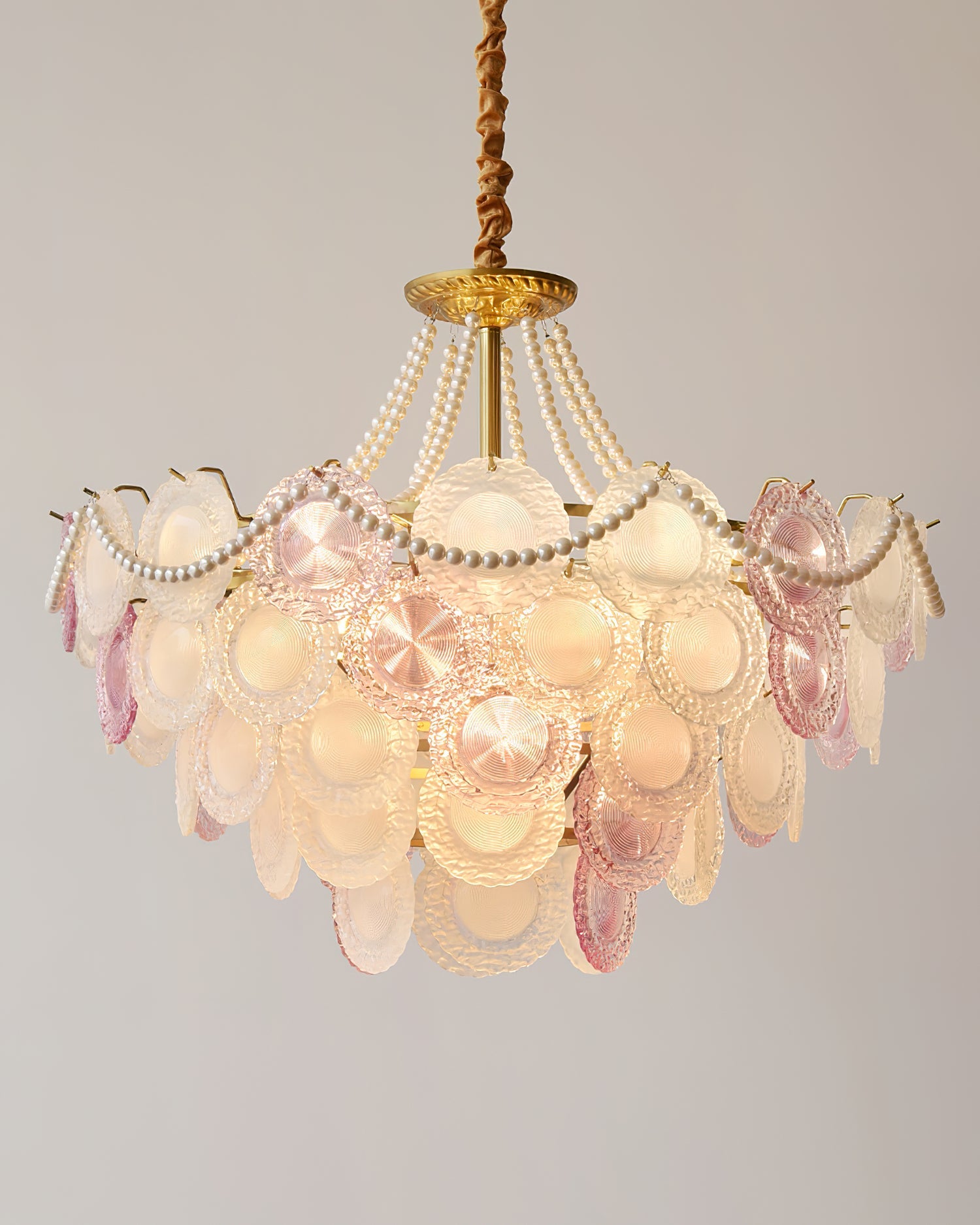 Violaire Chandelier with Blush Pink & Clear Discs - Letslighting