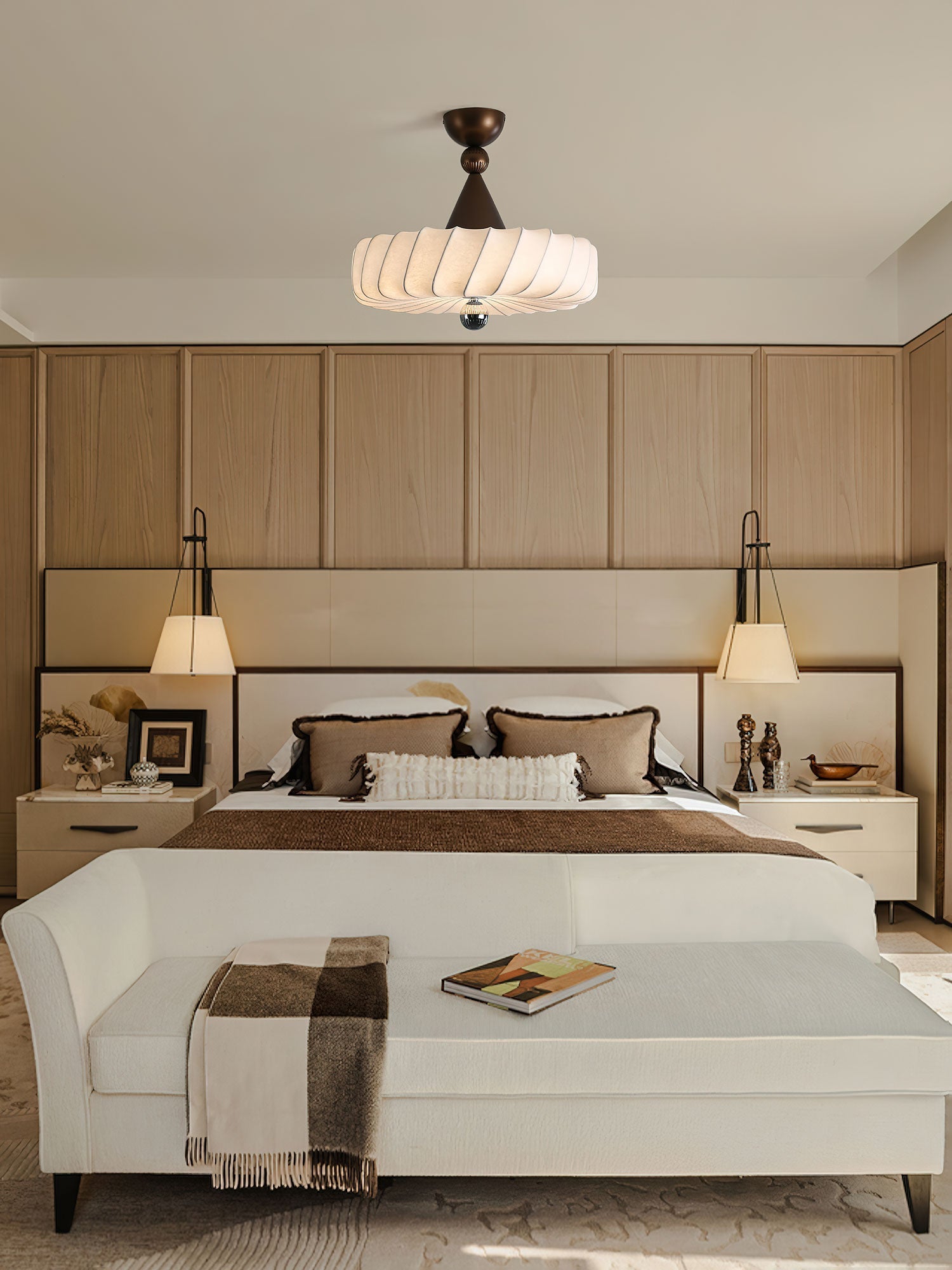 Zelore Swirl Fabric Bronze Pendant Light - Letslighting