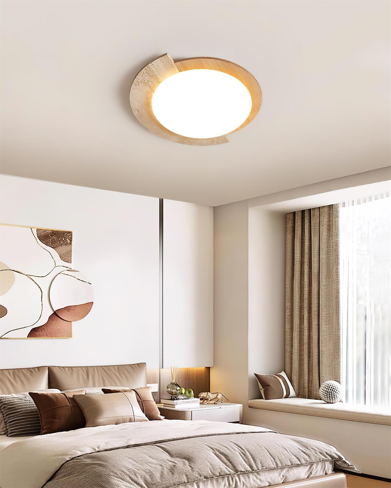 Ritta  Travertine Oval LED Ceiling Light