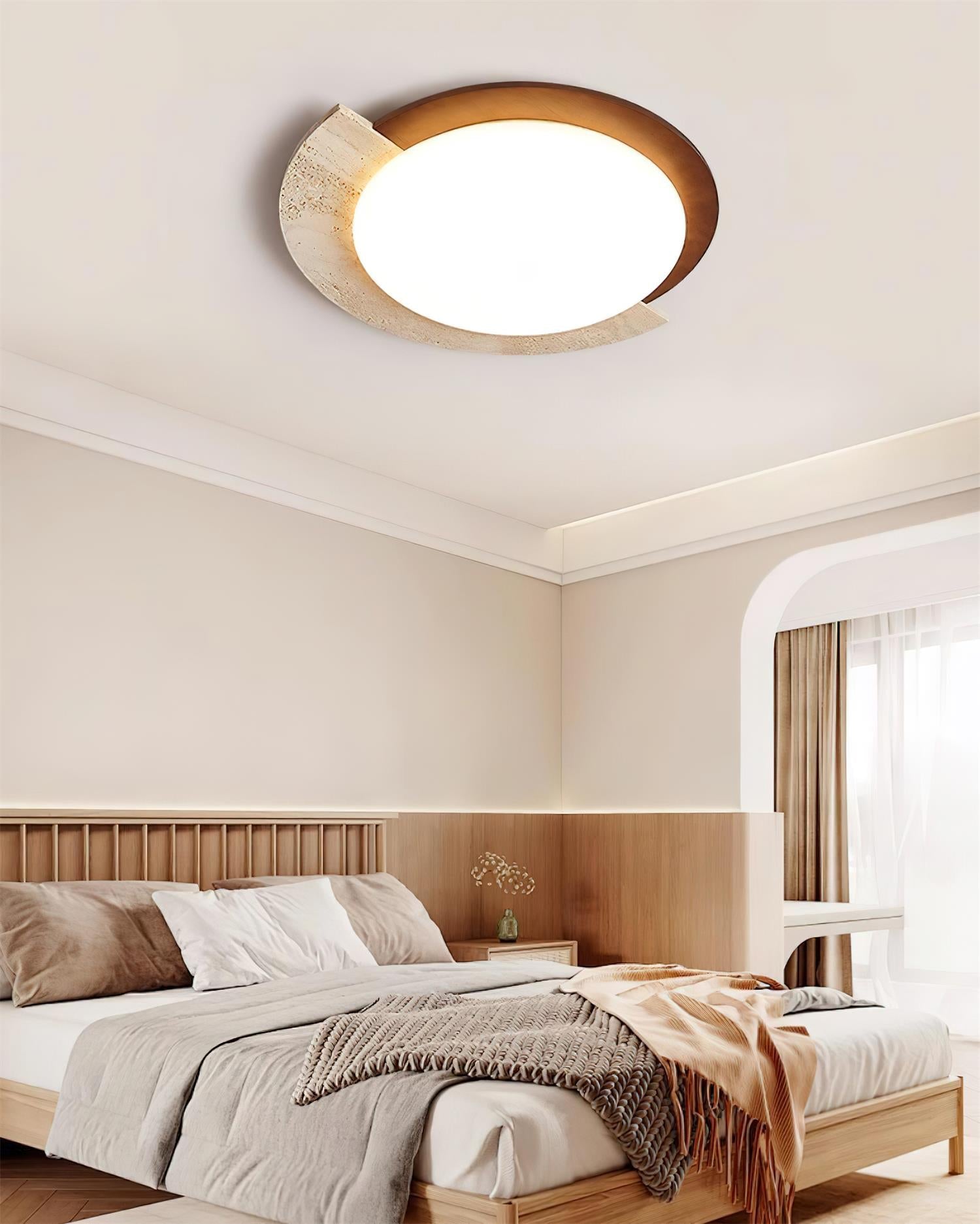 Ritta  Travertine Oval LED Ceiling Light