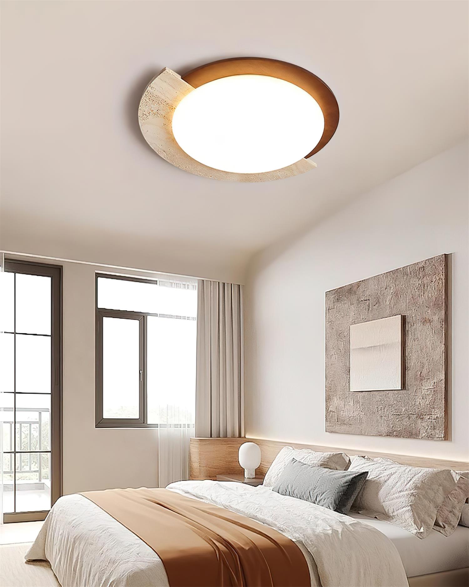 Ritta  Travertine Oval LED Ceiling Light
