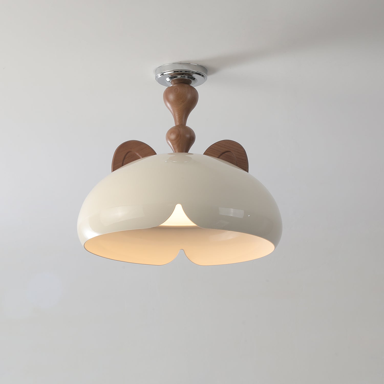 Cat Ceiling Light Glossy Dome Wood Ears - Letslighting