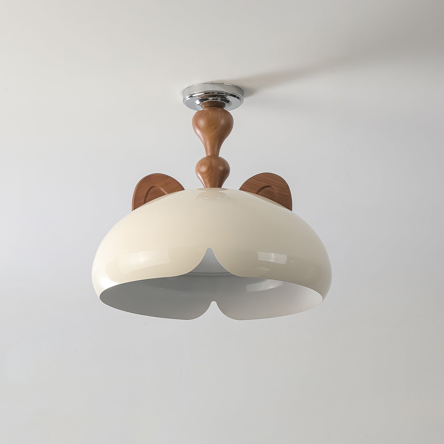 Cat Ceiling Light Glossy Dome Wood Ears - Letslighting