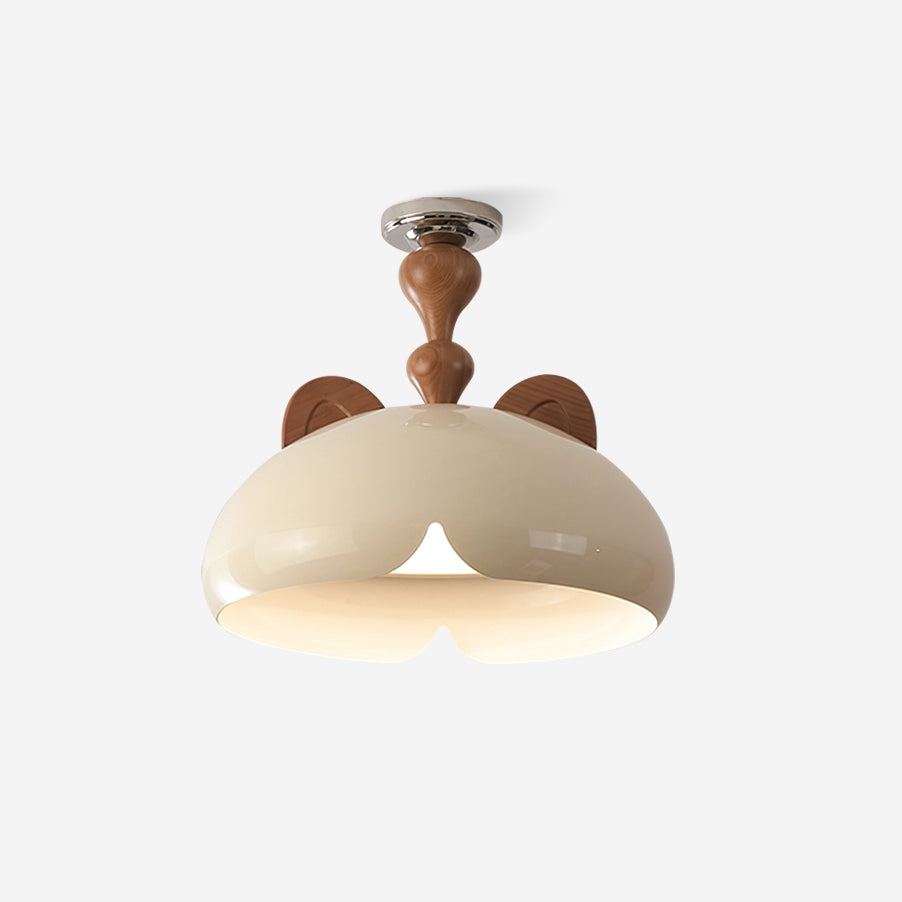 Cat Ceiling Light Glossy Dome Wood Ears - Letslighting