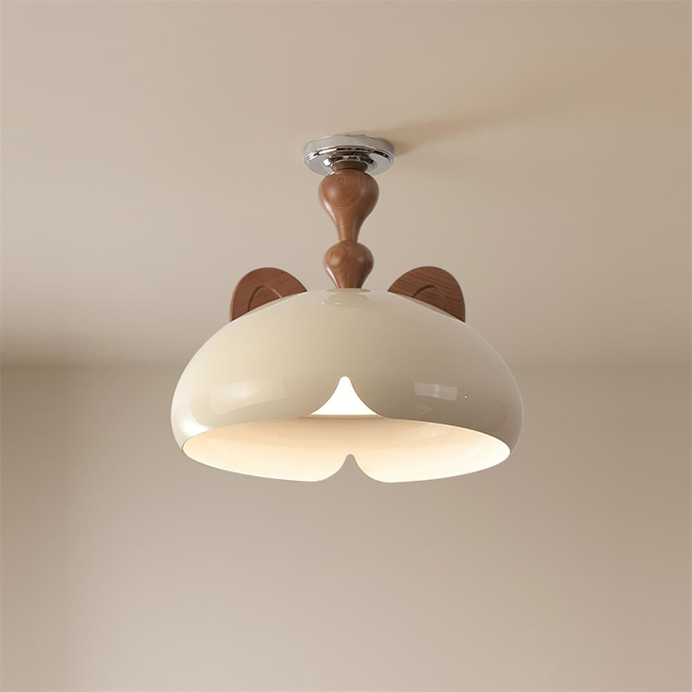 Cat Ceiling Light Glossy Dome Wood Ears - Letslighting