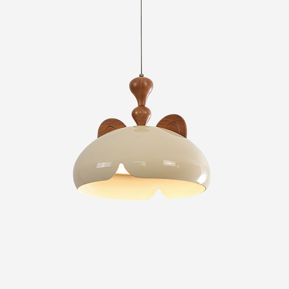 Cat Pendant Lamp Glossy Dome Wood Ears - Letslighting