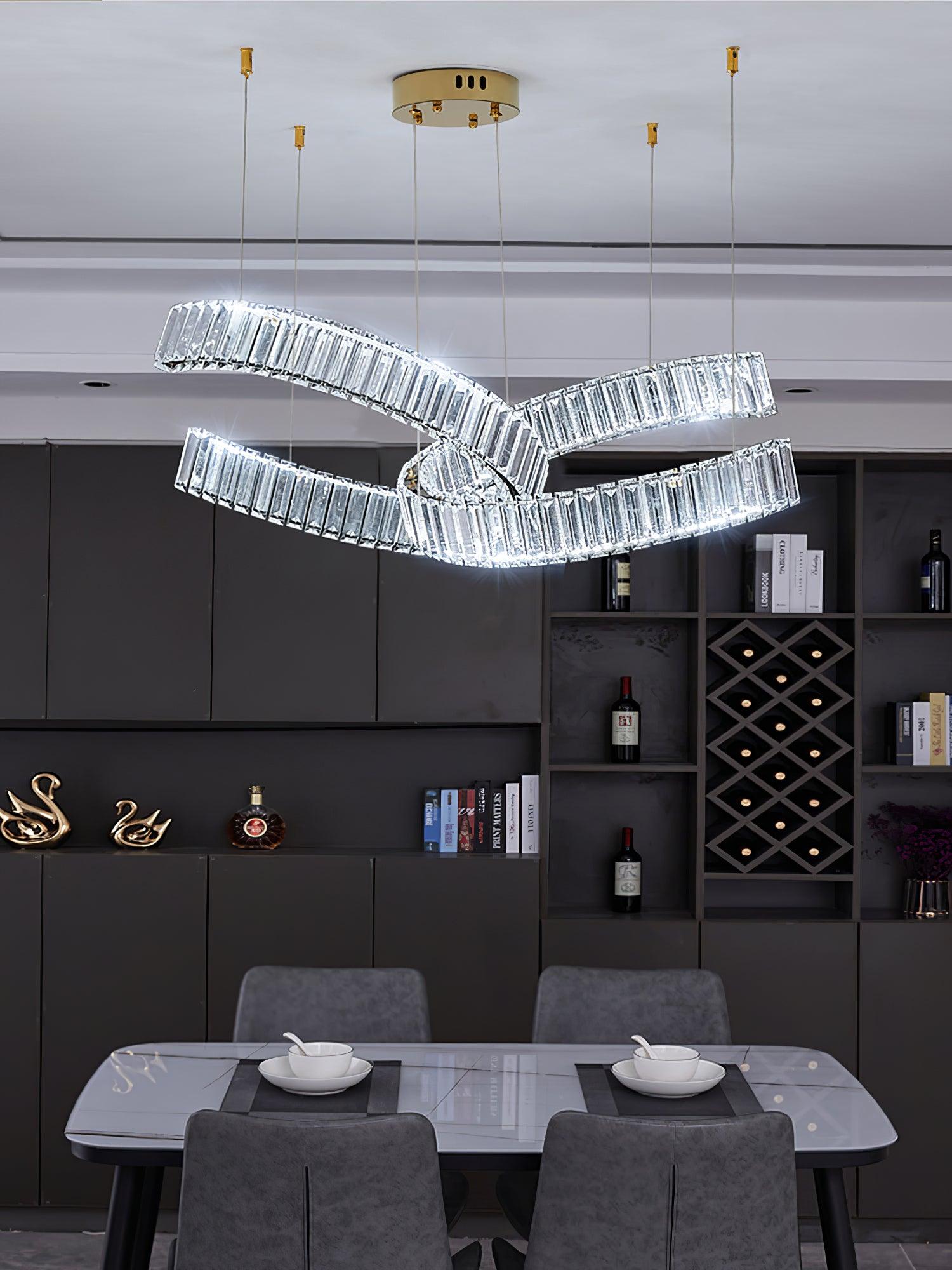 Lustra Chandelier Spiral Crystal Gold Glam - Letslighting