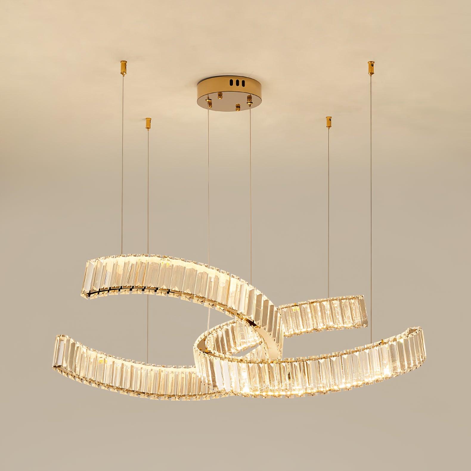 Lustra Chandelier Spiral Crystal Gold Glam - Letslighting