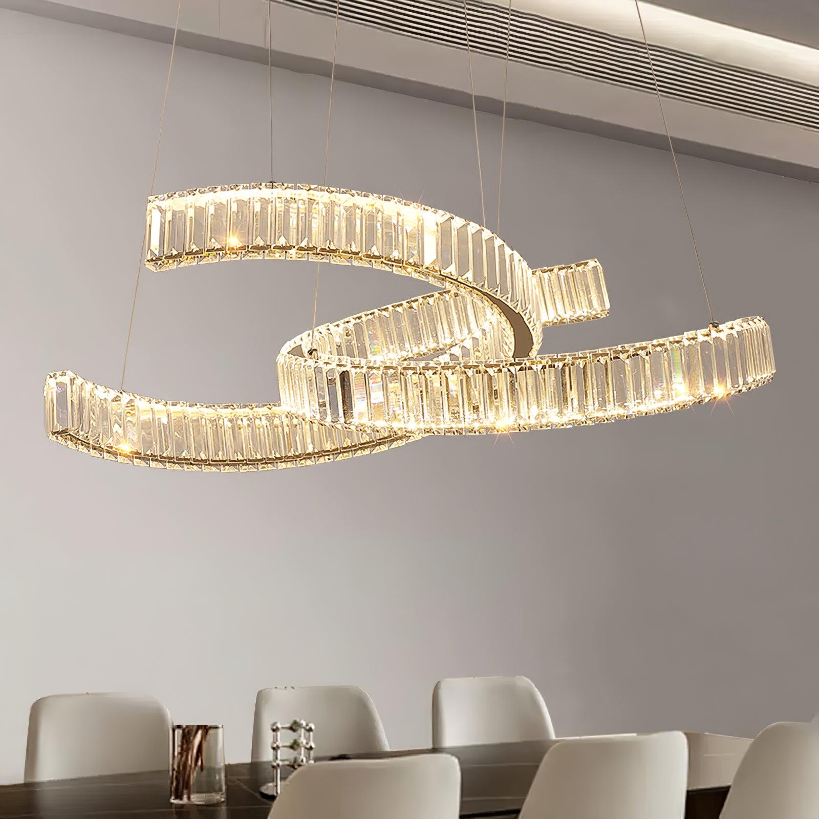 Lustra Chandelier Spiral Crystal Gold Glam - Letslighting