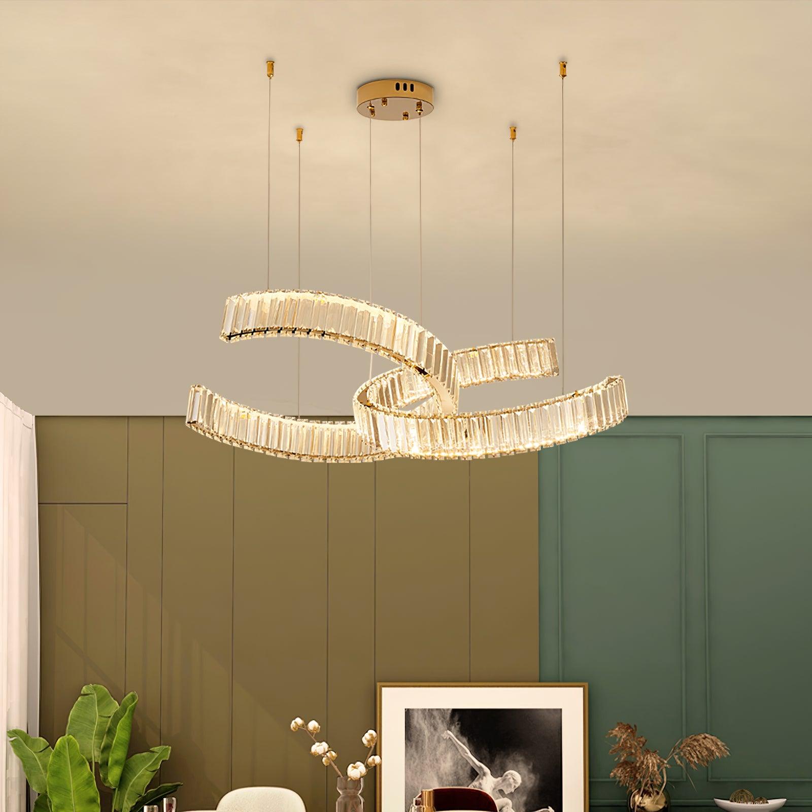 Lustra Chandelier Spiral Crystal Gold Glam - Letslighting