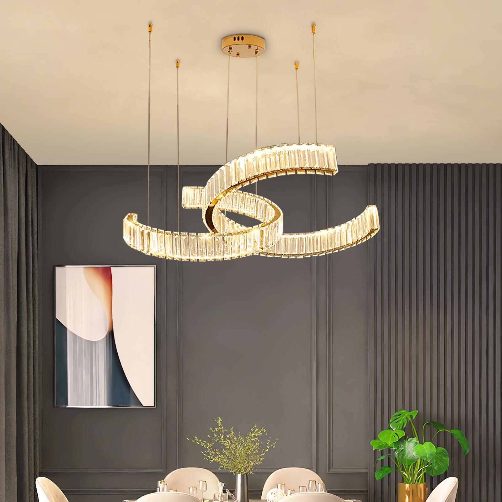 Lustra Chandelier Spiral Crystal Gold Glam - Letslighting