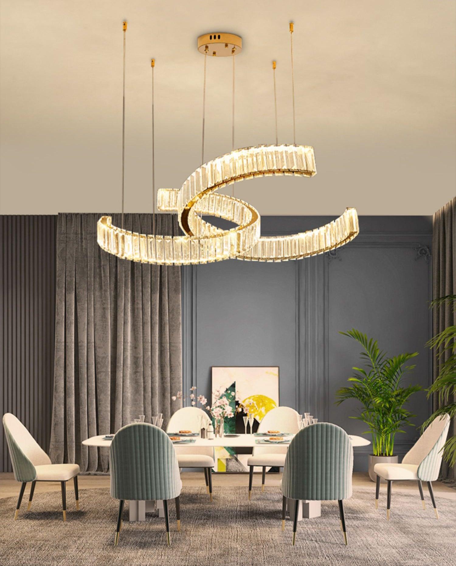 Lustra Chandelier Spiral Crystal Gold Glam - Letslighting