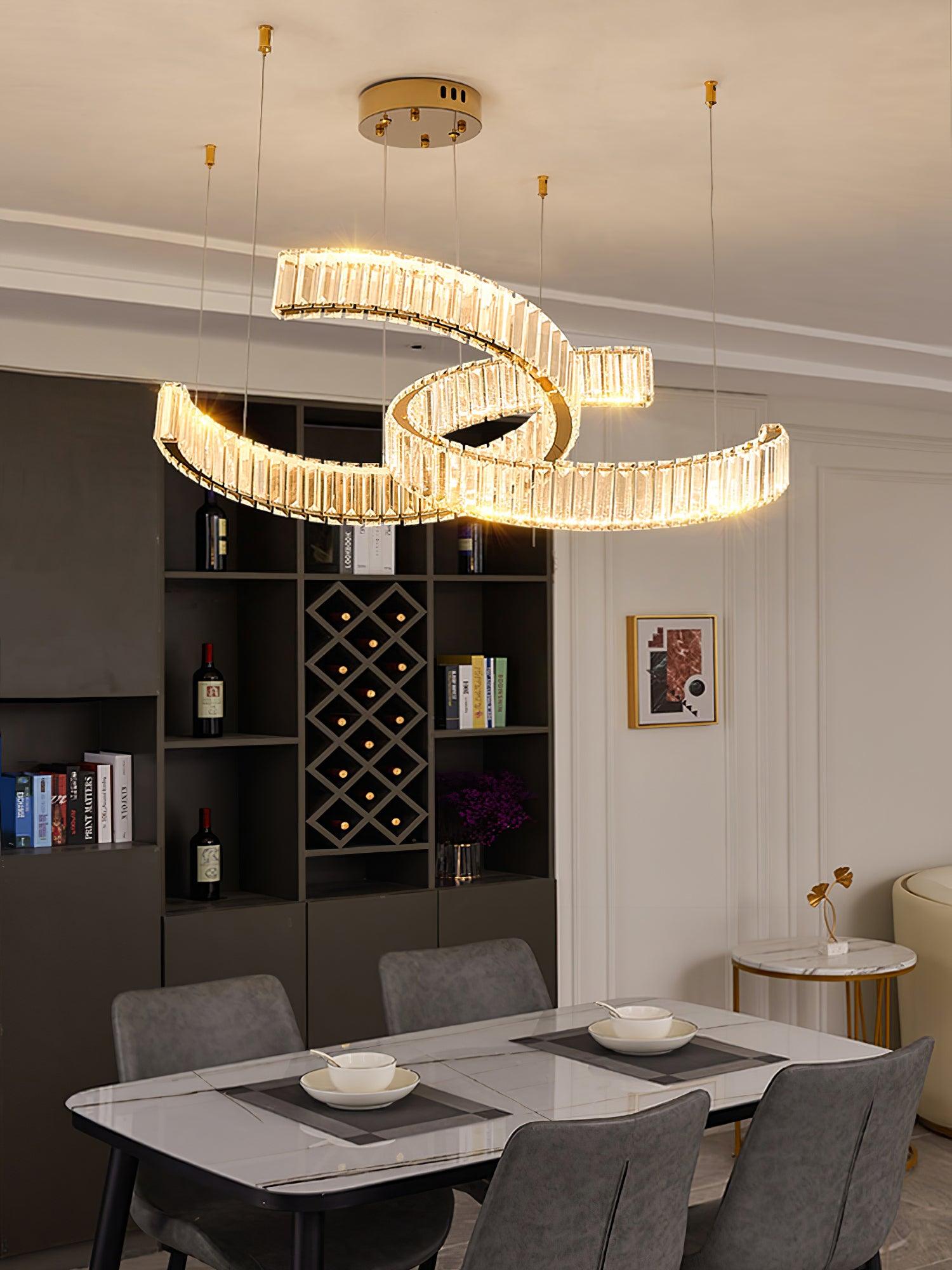 Lustra Chandelier Spiral Crystal Gold Glam - Letslighting