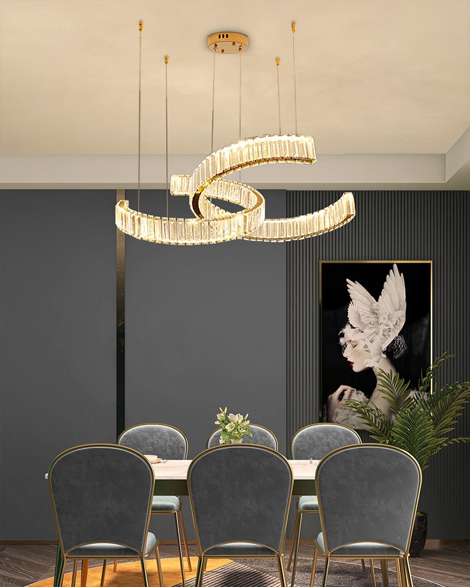 Lustra Chandelier Spiral Crystal Gold Glam - Letslighting