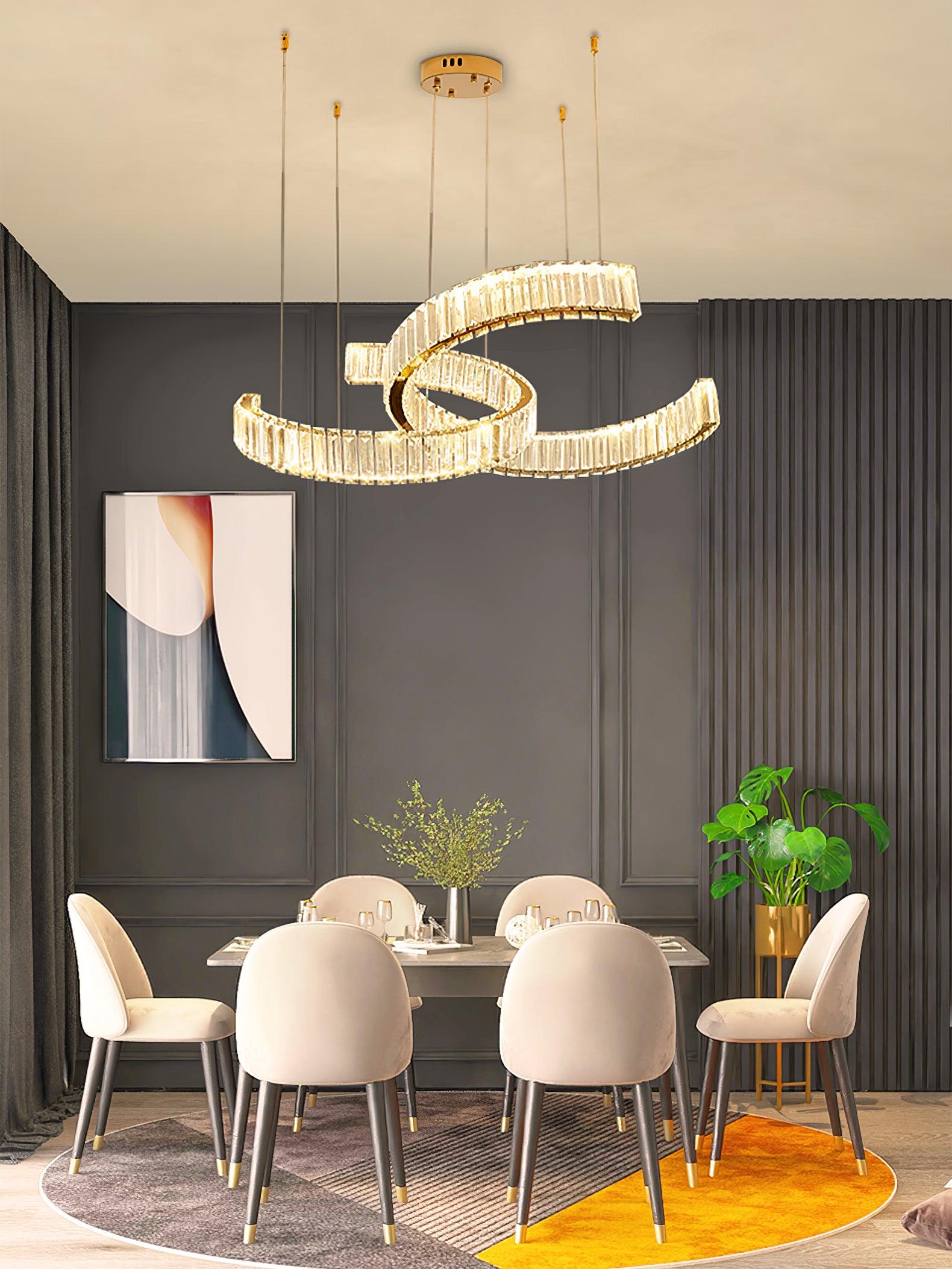 Lustra Chandelier Spiral Crystal Gold Glam - Letslighting