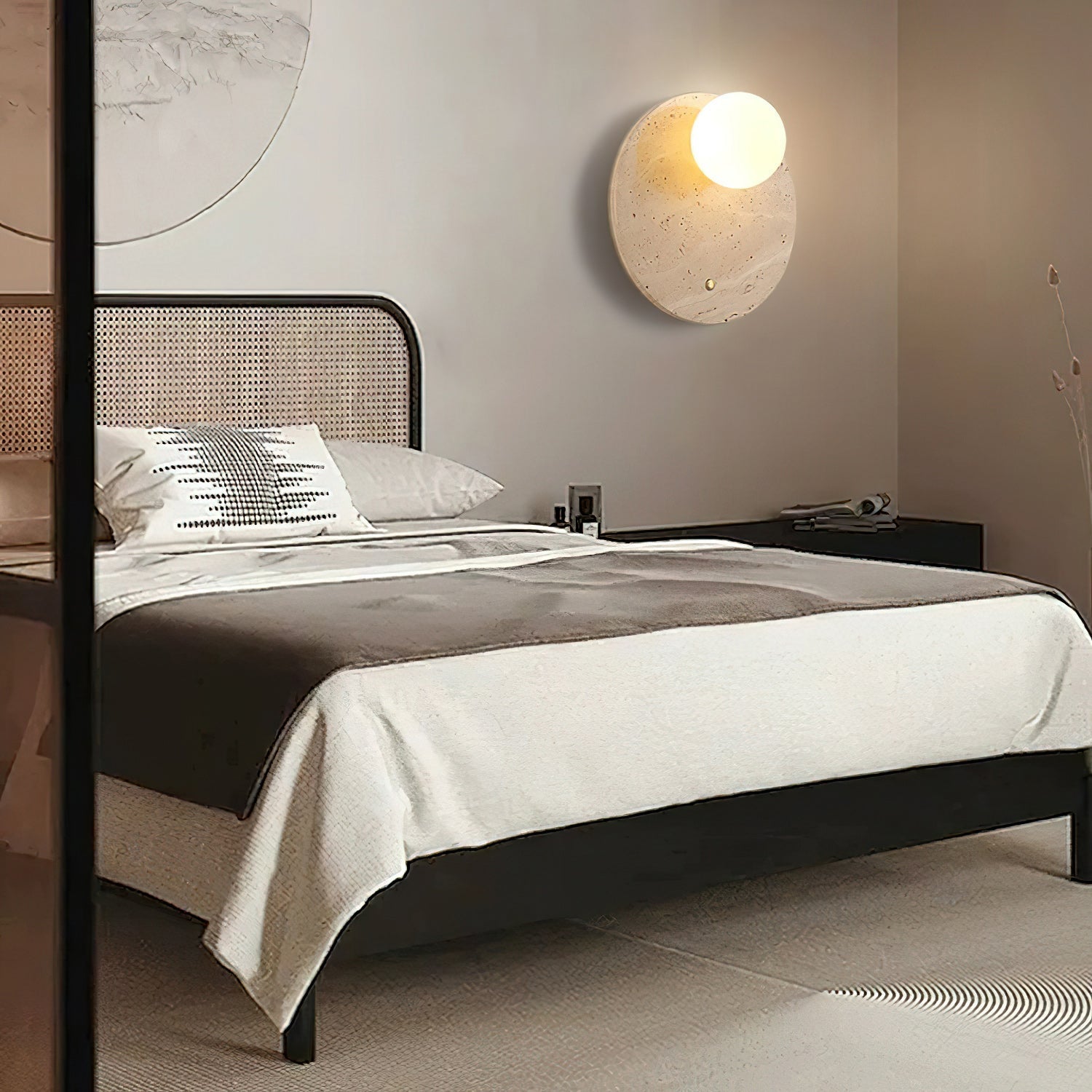 Alcareth Modern Minimalist Wabi Travertine Wall Lamp - Letslighting