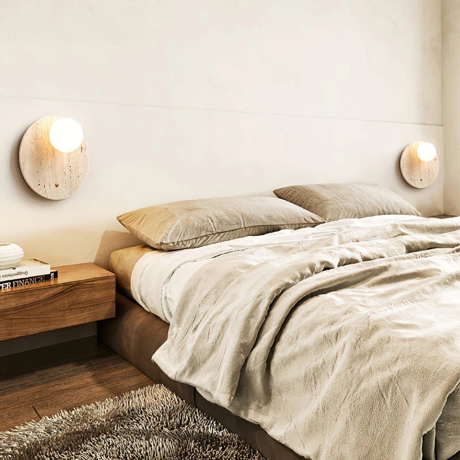 Alcareth Modern Minimalist Wabi Travertine Wall Lamp - Letslighting