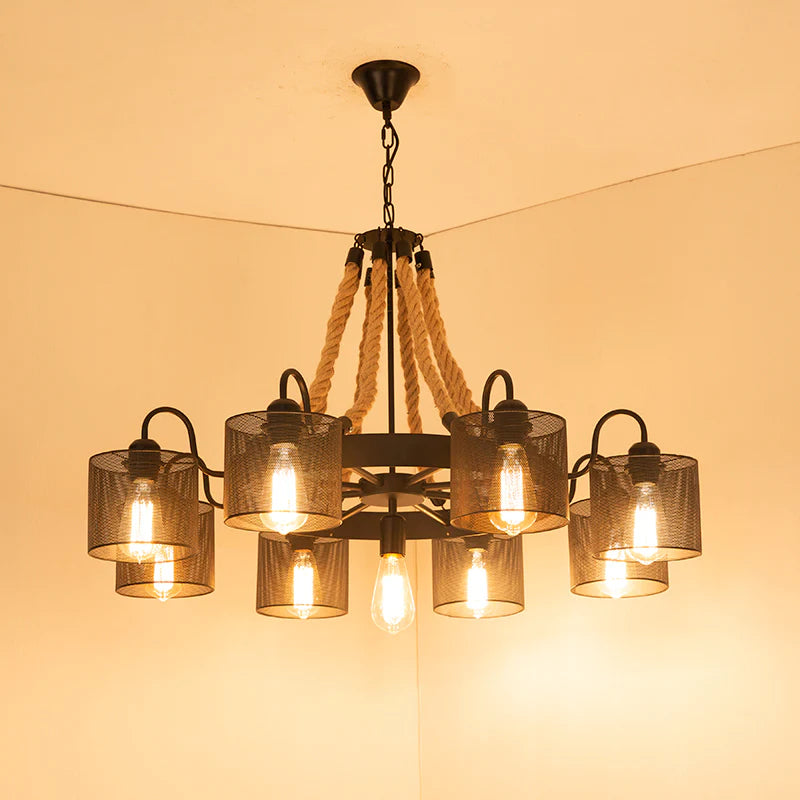 Epoch Vintage LED Pendant Light Rope Metal Living Room - Letslighting