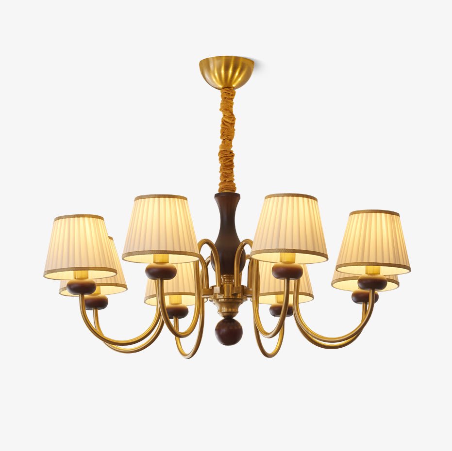 Erthaos Traditional Elegance Pleat Fabric Wood Chandelier - Letslighting
