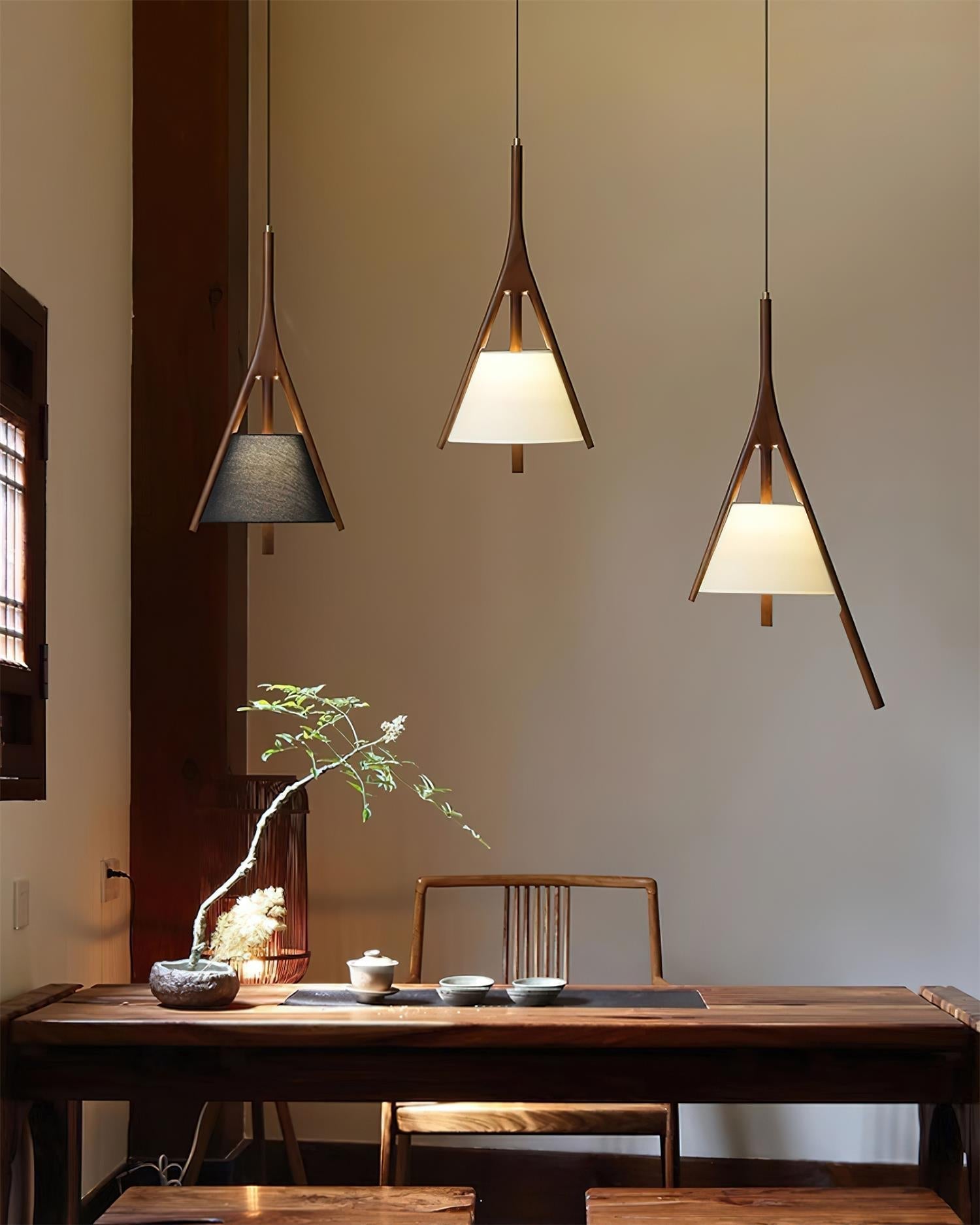 Zovenarae Triangular Wood Pendant Light - Letslighting