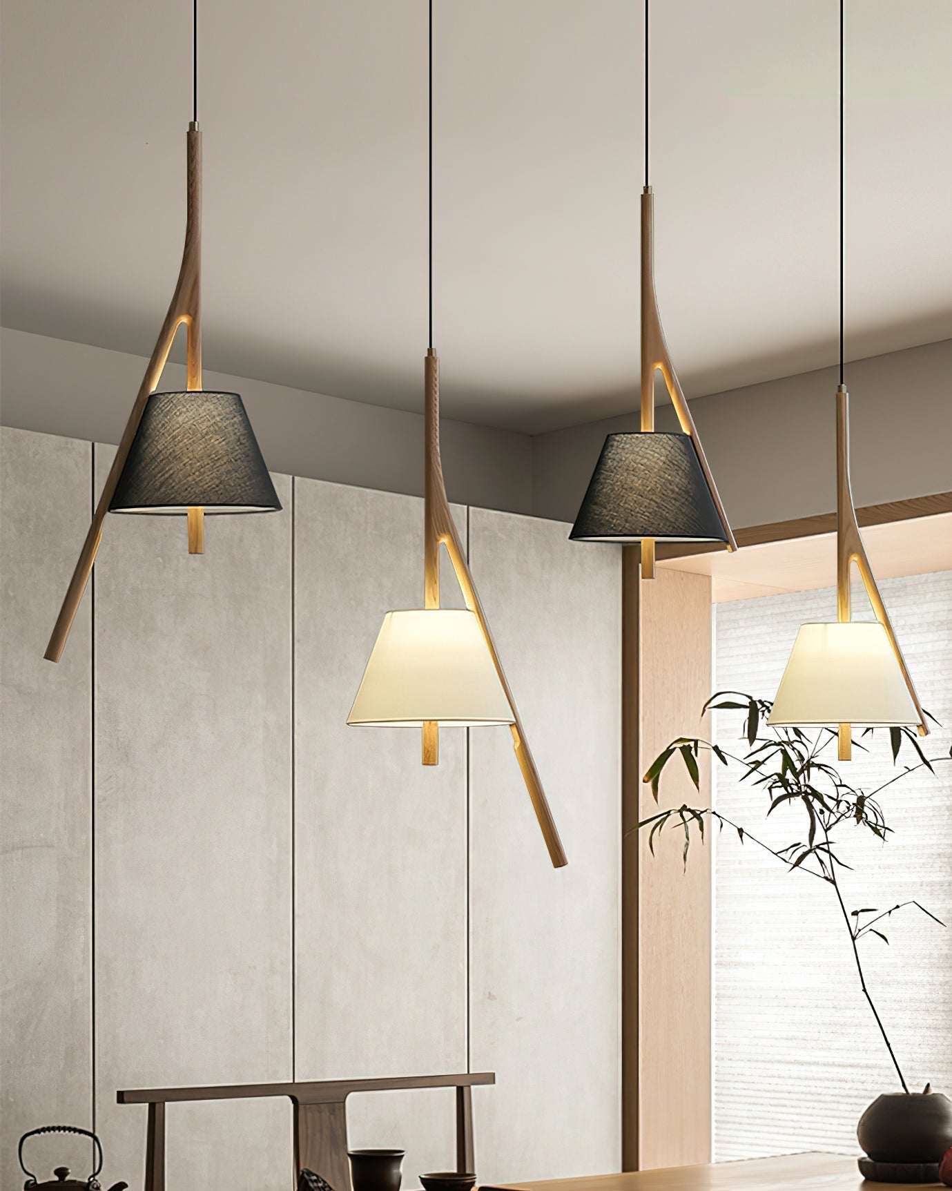 Zovenarae Triangular Wood Pendant Light - Letslighting