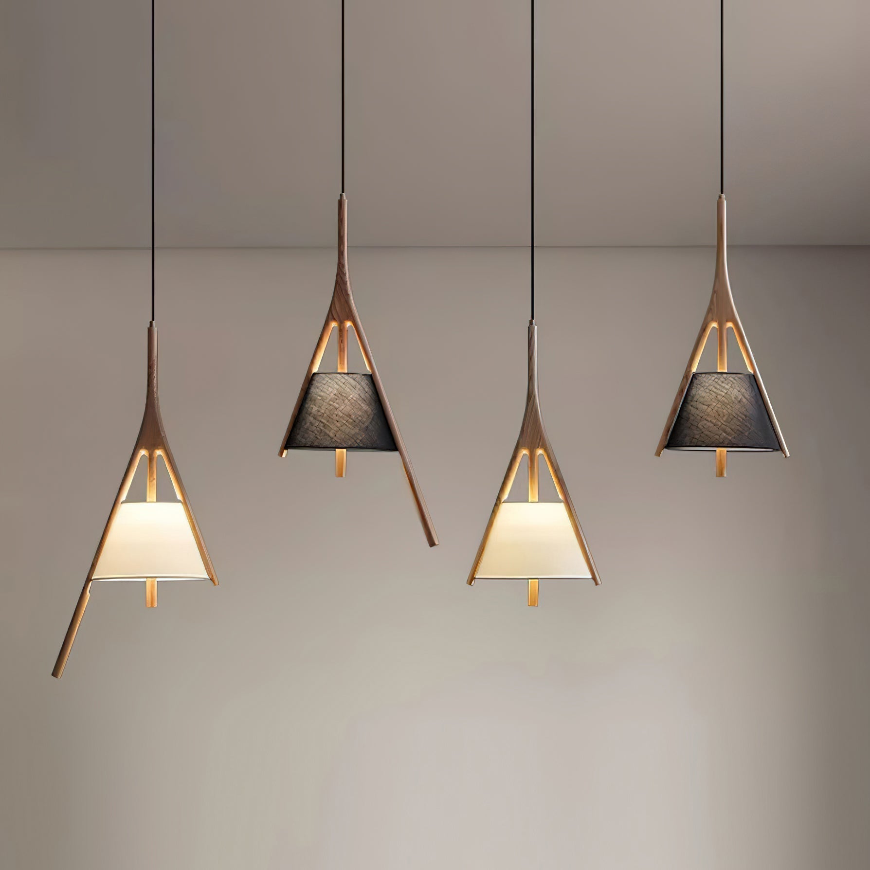 Zovenarae Triangular Wood Pendant Light - Letslighting