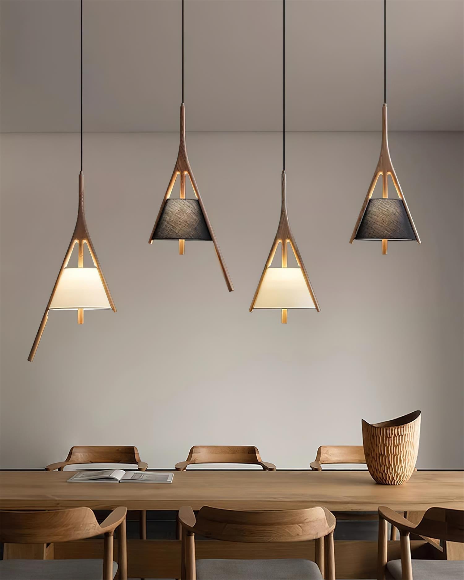 Zovenarae Triangular Wood Pendant Light - Letslighting