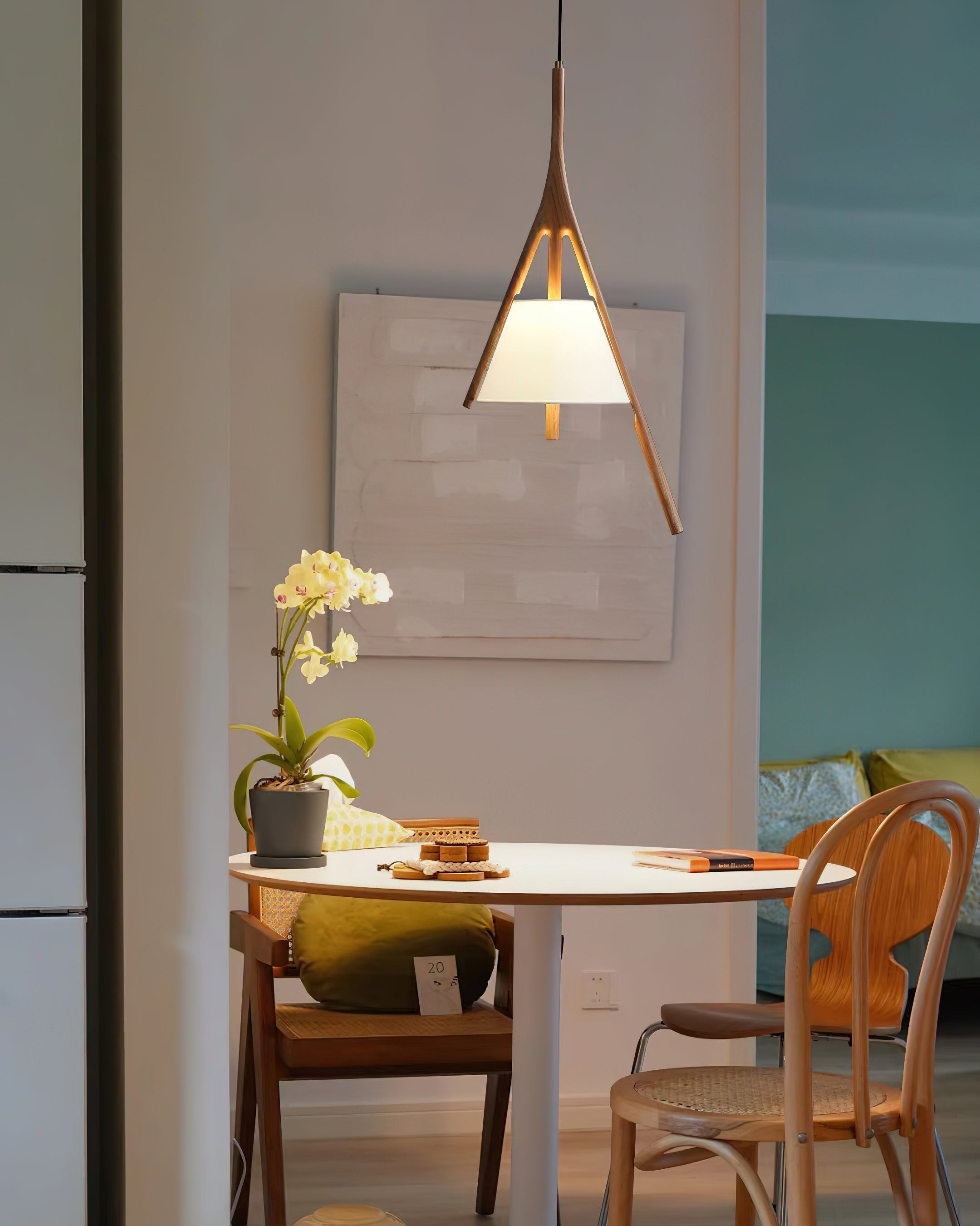 Zovenarae Triangular Wood Pendant Light - Letslighting