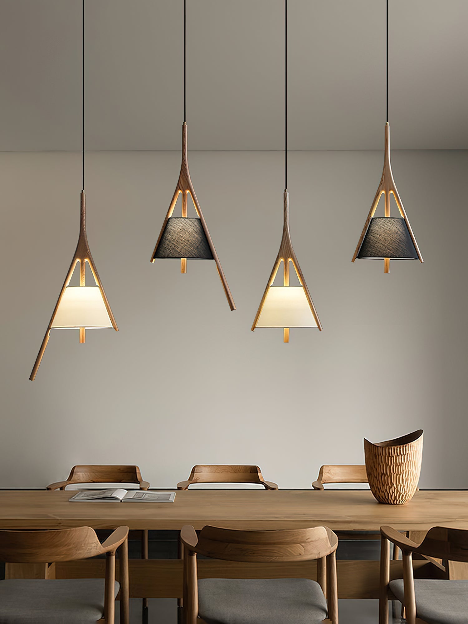Zovenarae Triangular Wood Pendant Light - Letslighting