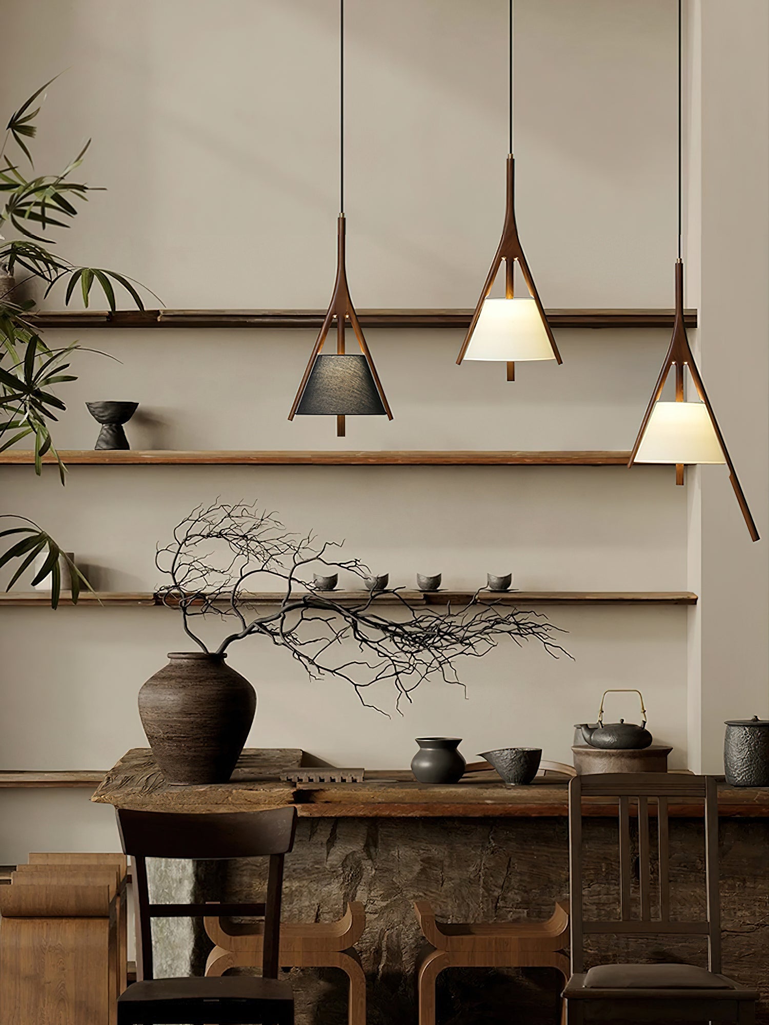 Zovenarae Triangular Wood Pendant Light - Letslighting
