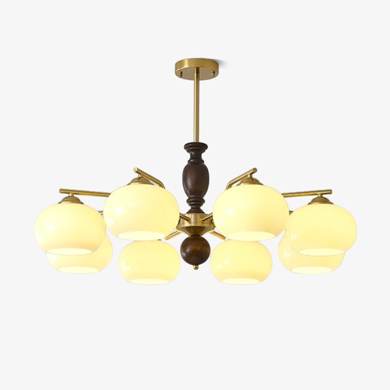 Aurora Chandelier Walnut Beige Orb - Letslighting