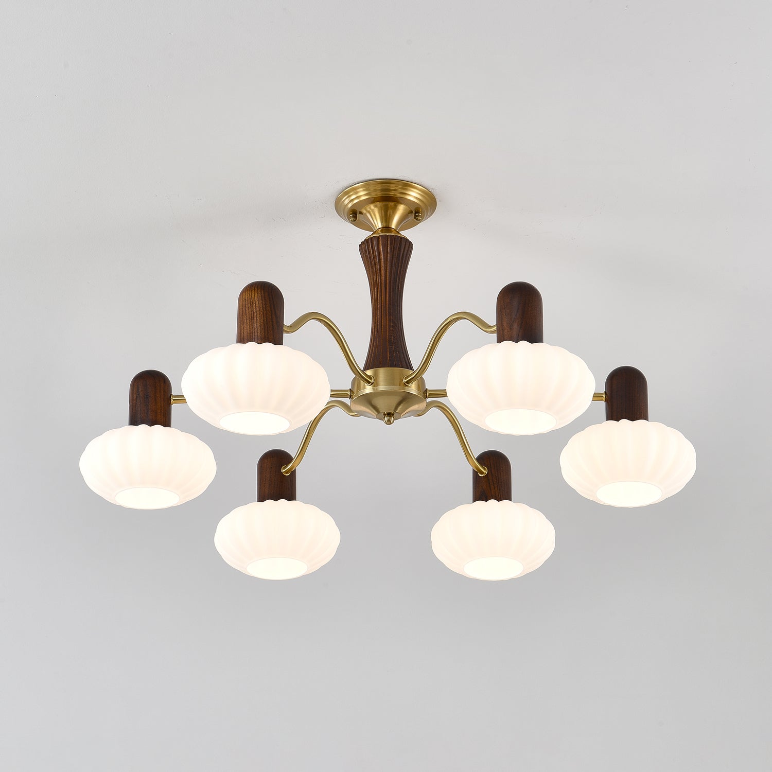 Aurora Chandelier Walnut Embrace White Finish - Letslighting