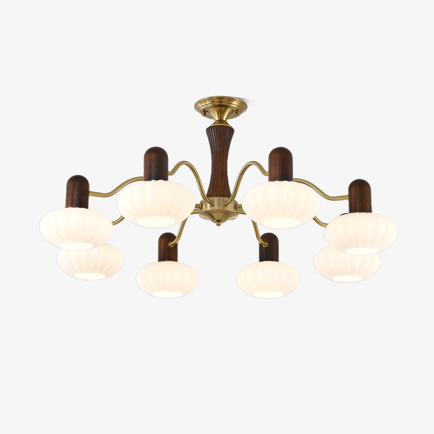 Aurora Chandelier Walnut Embrace White Finish - Letslighting