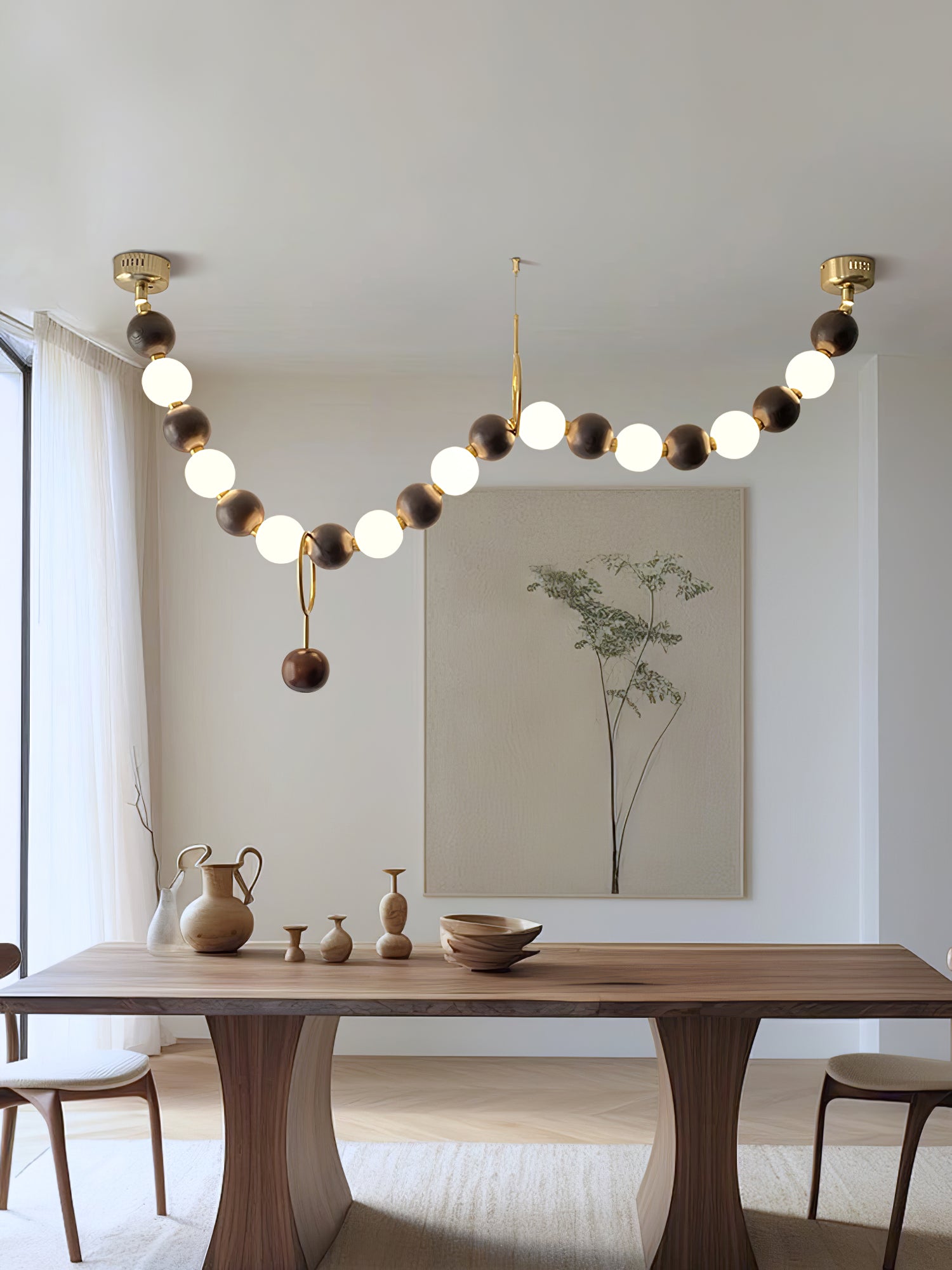 Aurora Chandelier Walnut Bead Necklace - Letslighting