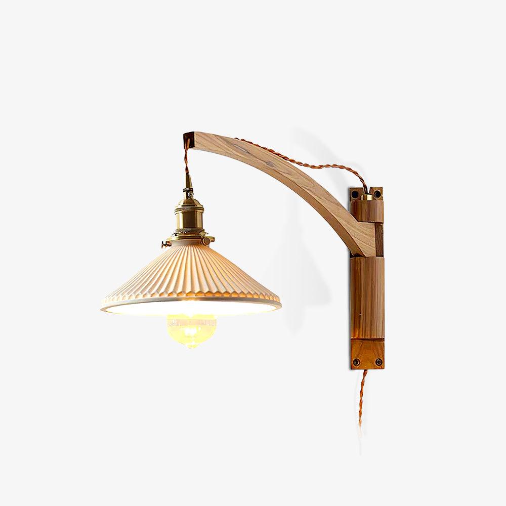 Illaee Nordic Art Swing Arm Walnut Ceramic Wall Light - Letslighting