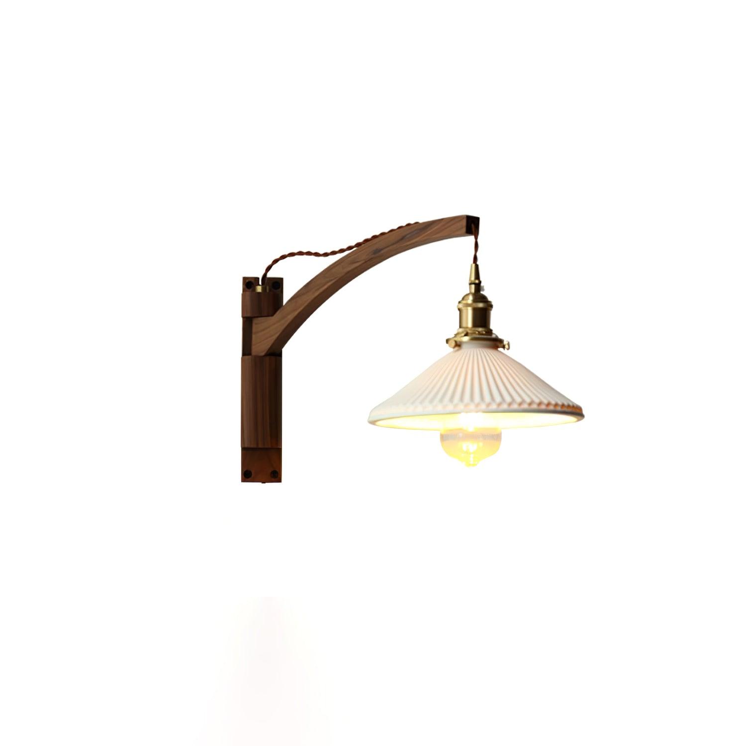 Illaee Nordic Art Swing Arm Walnut Ceramic Wall Light - Letslighting