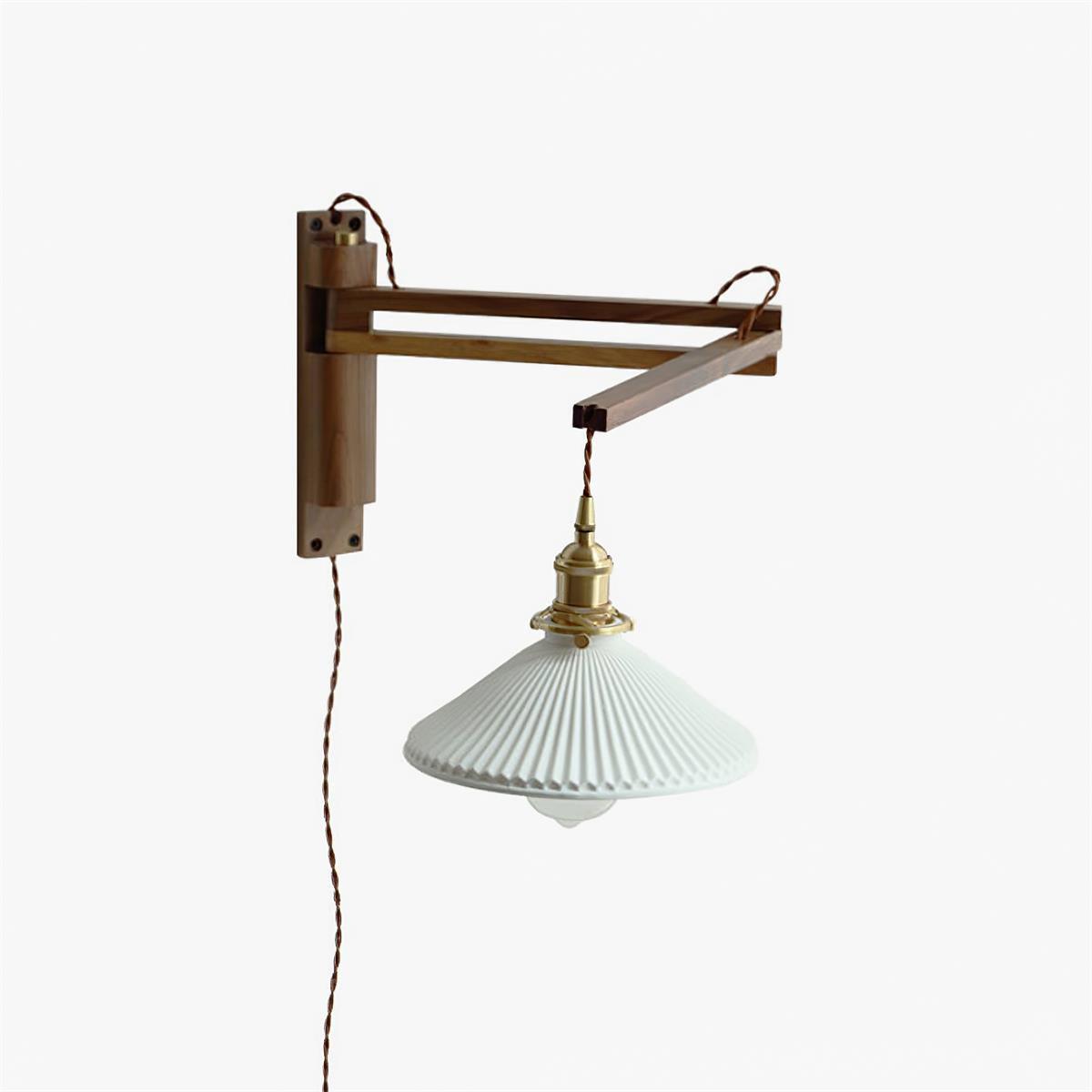 Lyphaia Nordic Art Telescopic Walnut Ceramic Wooden Wall Lamp - Letslighting