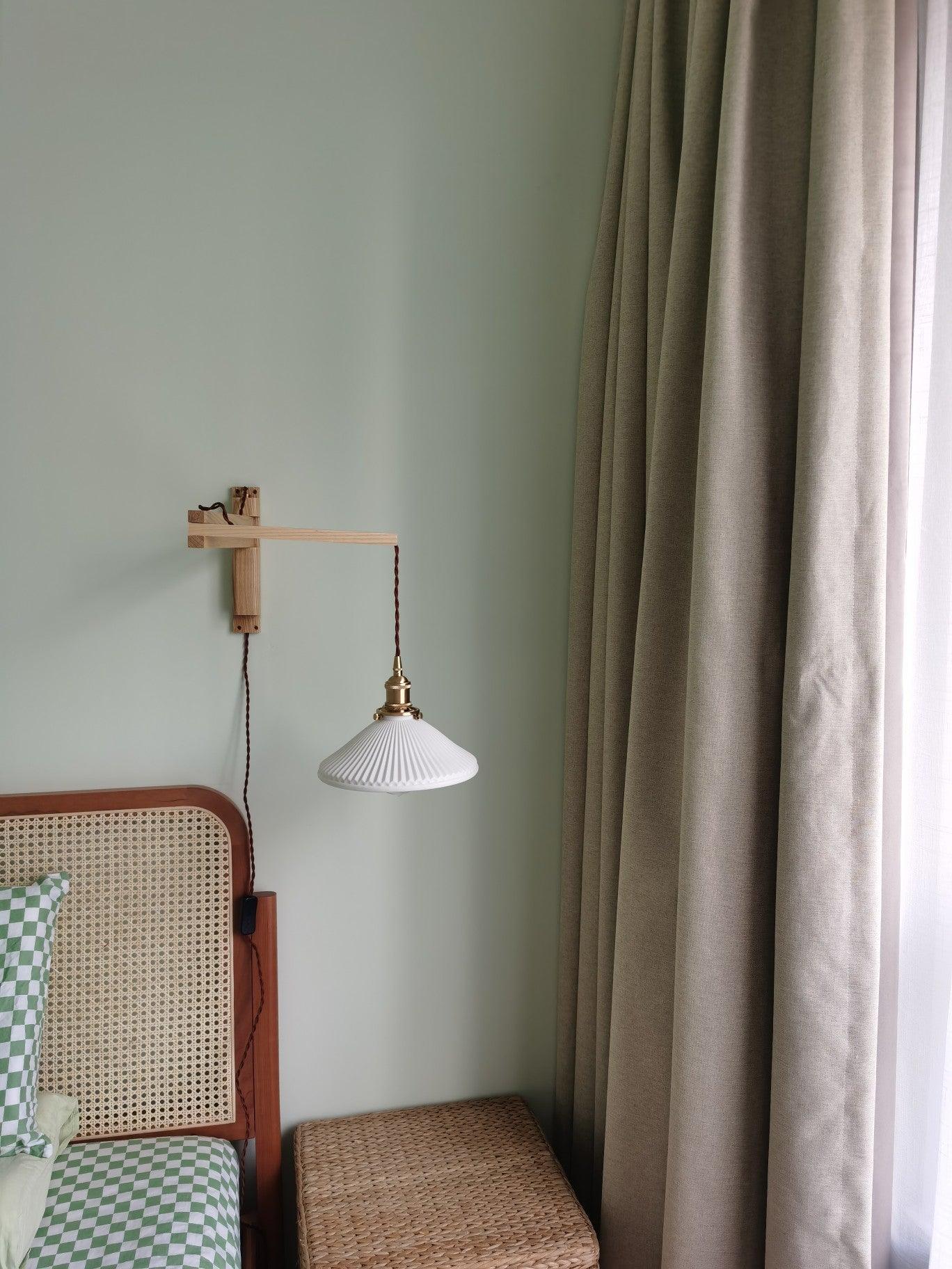 Lyphaia Nordic Art Telescopic Walnut Ceramic Wooden Wall Lamp - Letslighting