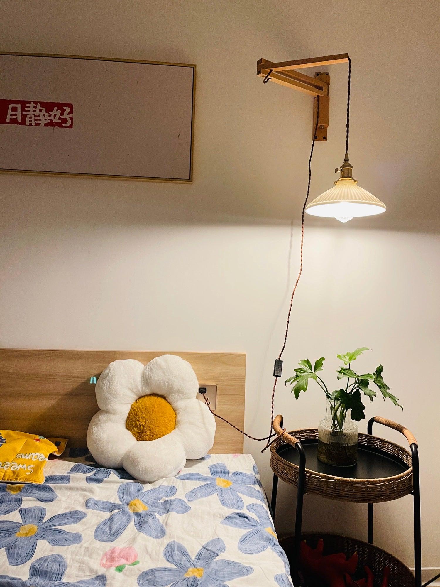 Lyphaia Nordic Art Telescopic Walnut Ceramic Wooden Wall Lamp - Letslighting