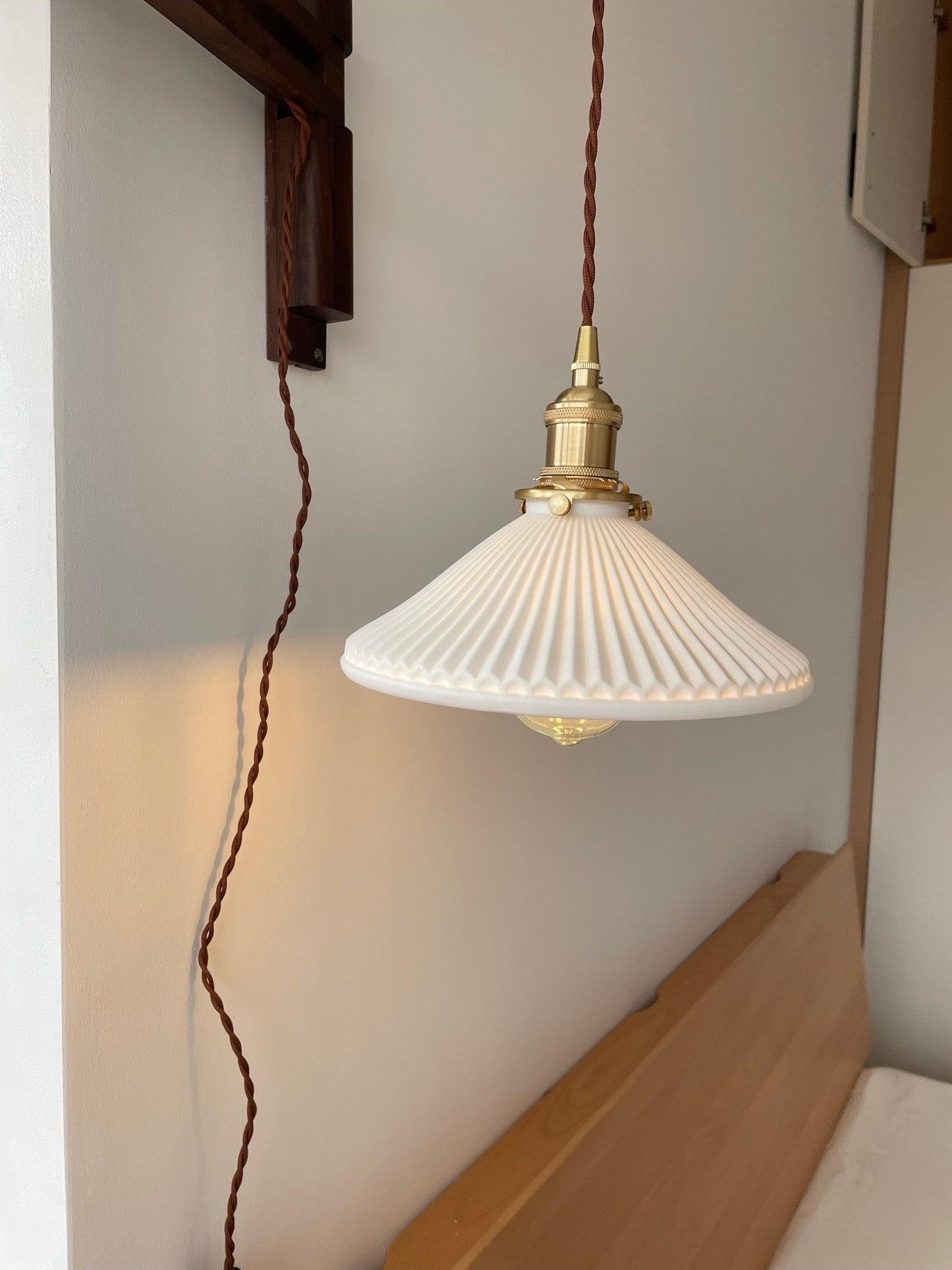 Lyphaia Nordic Art Telescopic Walnut Ceramic Wooden Wall Lamp - Letslighting
